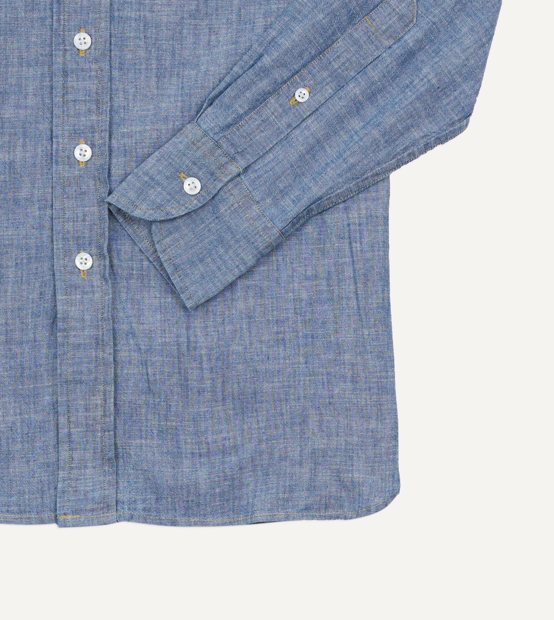 Blue Chambray Long Point Collar Shirt - Image 5