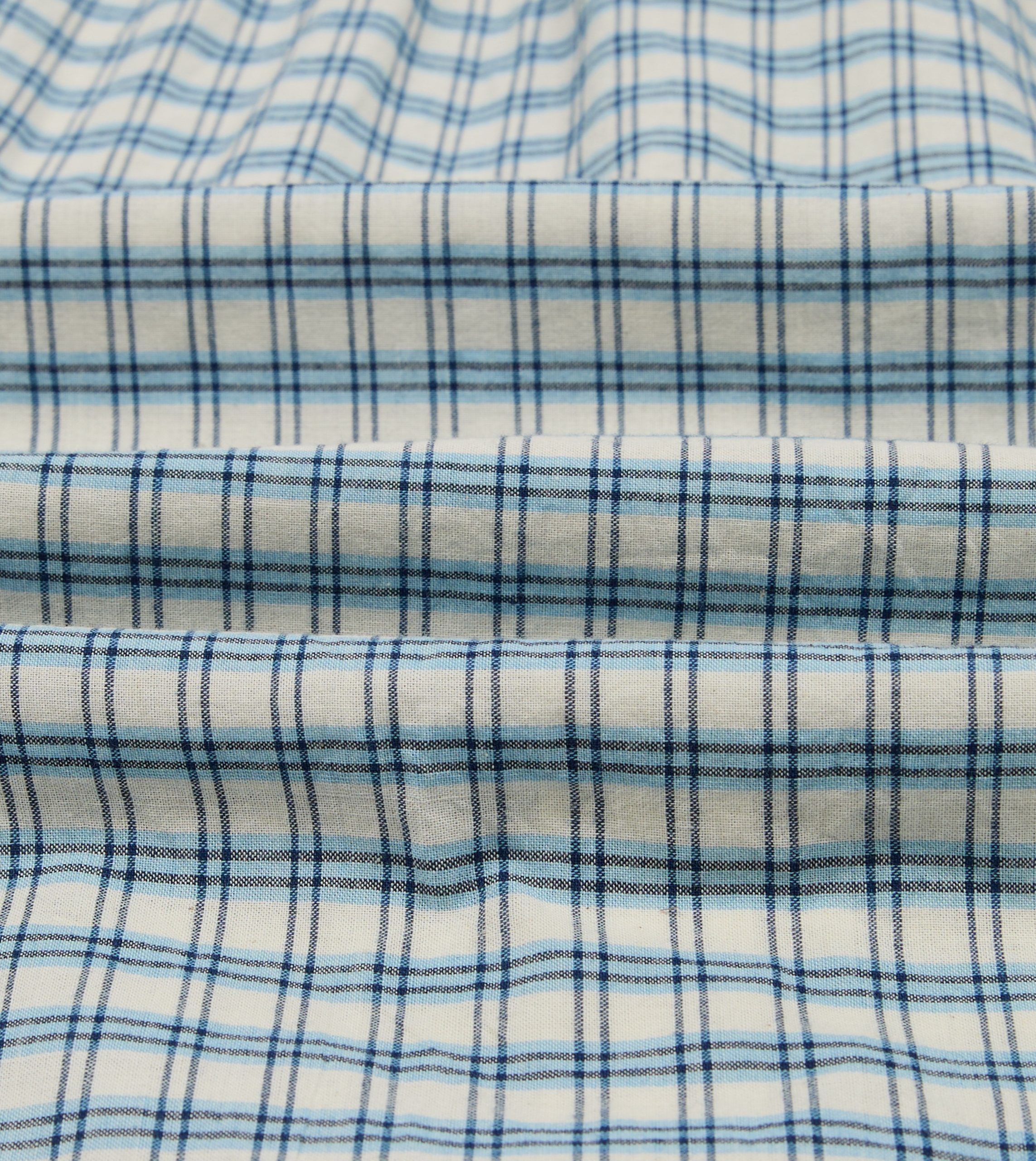 Blue and White Madras Check Cotton Long Point Collar Shirt - Image 2