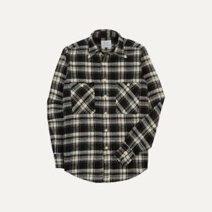 Drake's by A. Levine Black Check Cotton Two-Pocket Work Shirt