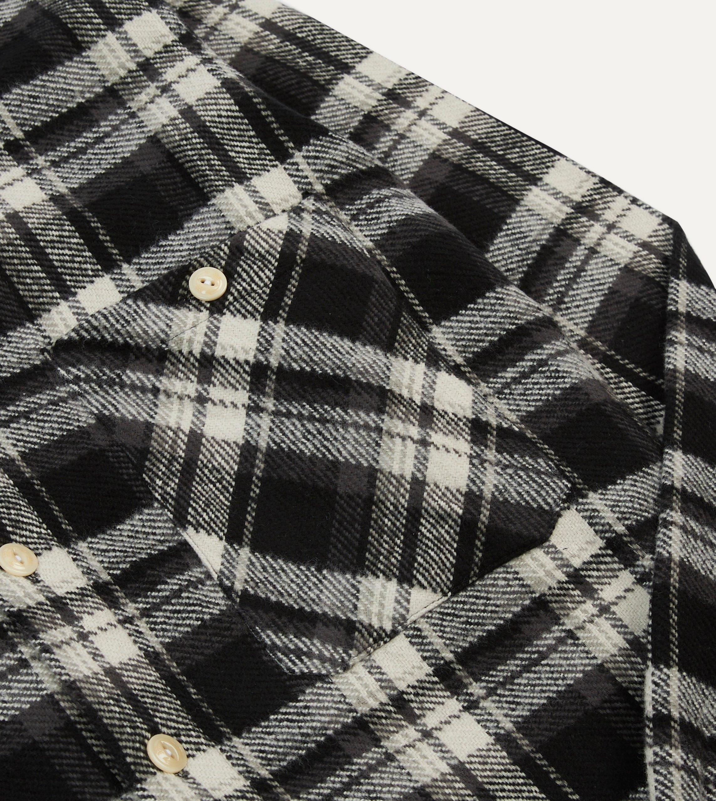 Drake's by A. Levine Black Check Cotton Two-Pocket Work Shirt - Image 4
