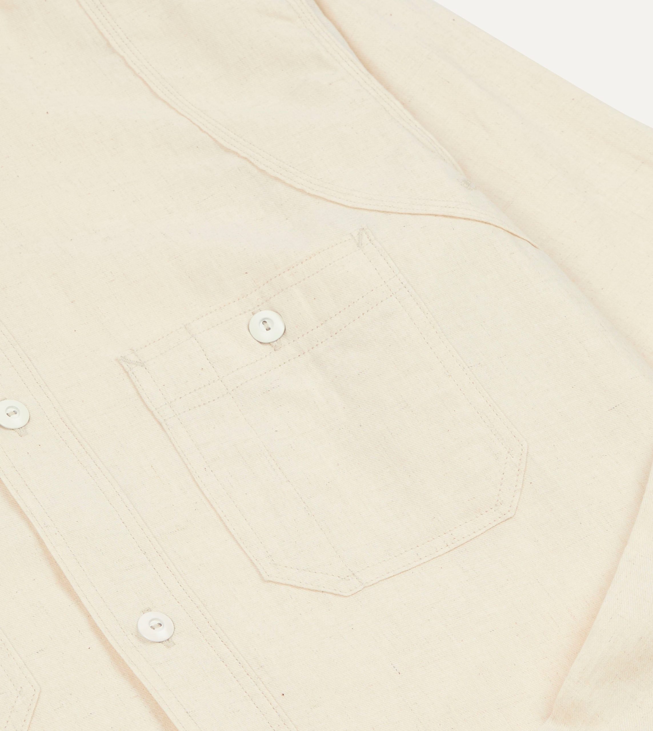 Big Yank '1920' Ecru Cotton-Linen Twill Flyer Shirt - Image 5