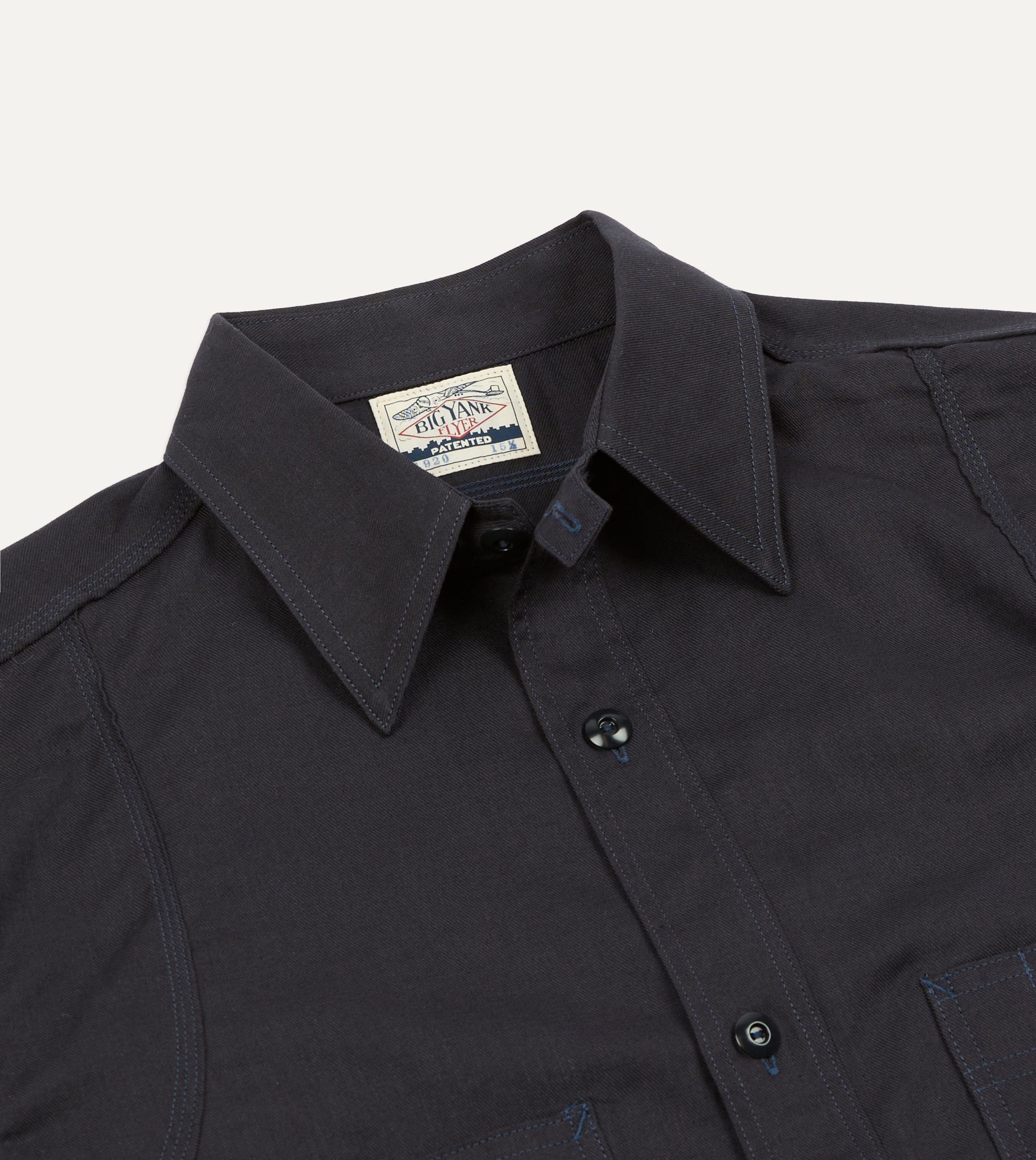 Big Yank '1920' Indigo Cotton-Linen Twill Flyer Shirt - Image 3