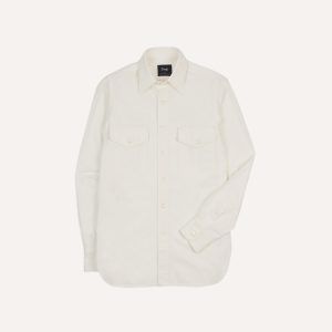 White Cotton Two-Pocket Work Shirt