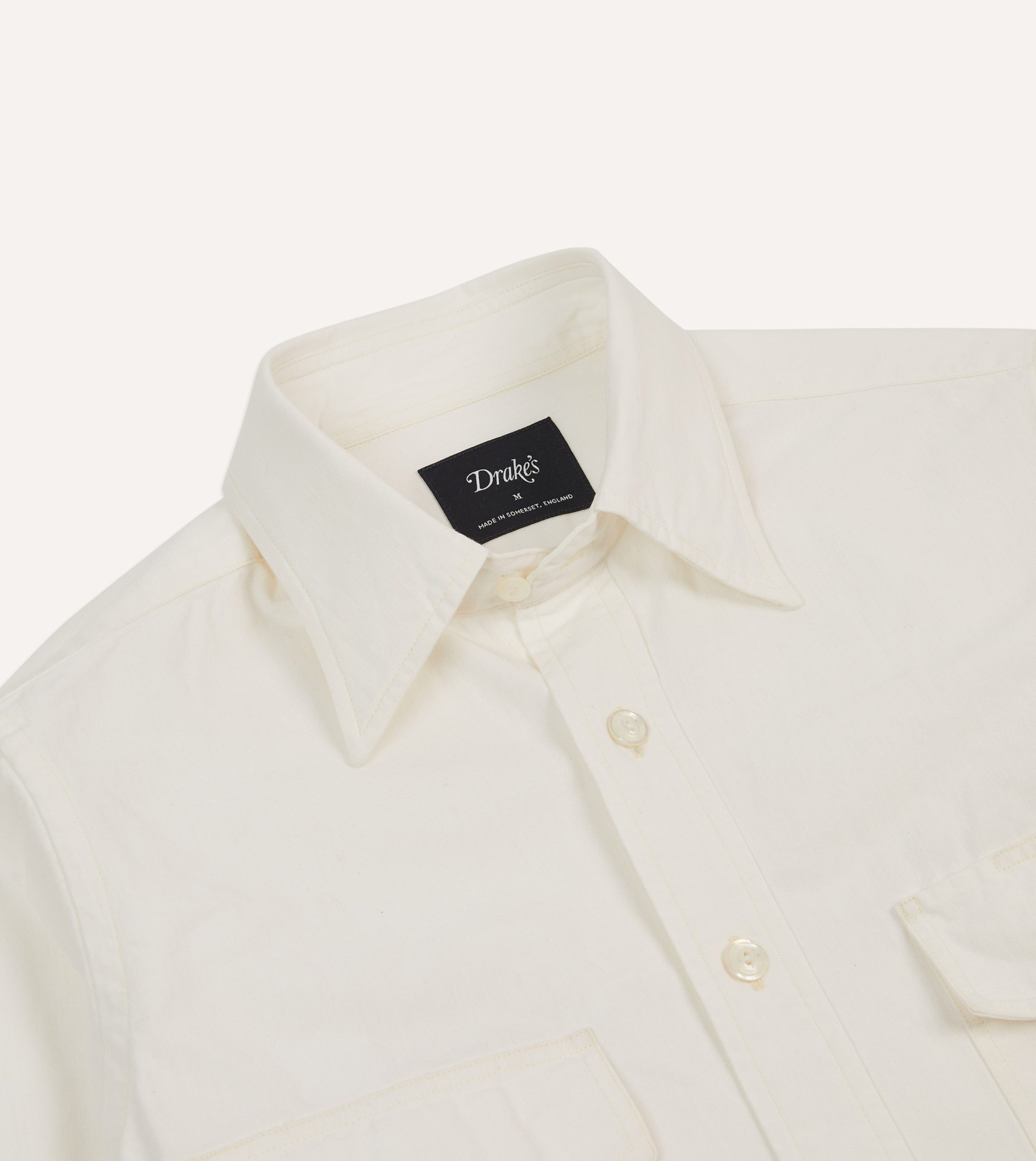 White Cotton Two-Pocket Work Shirt - Image 3