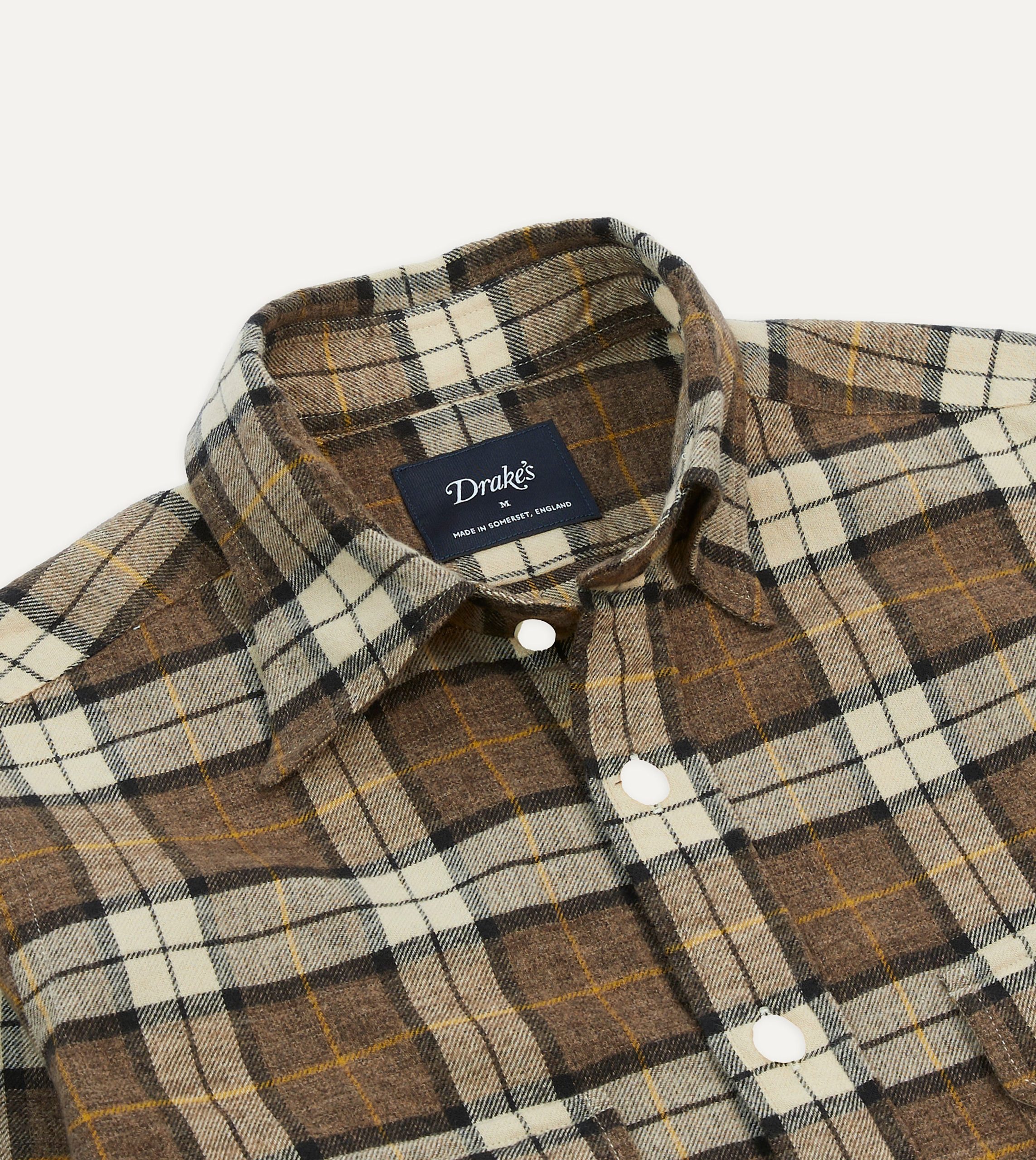 Brown Check Brushed Cotton Two-Pocket Work Shirt - Image 3