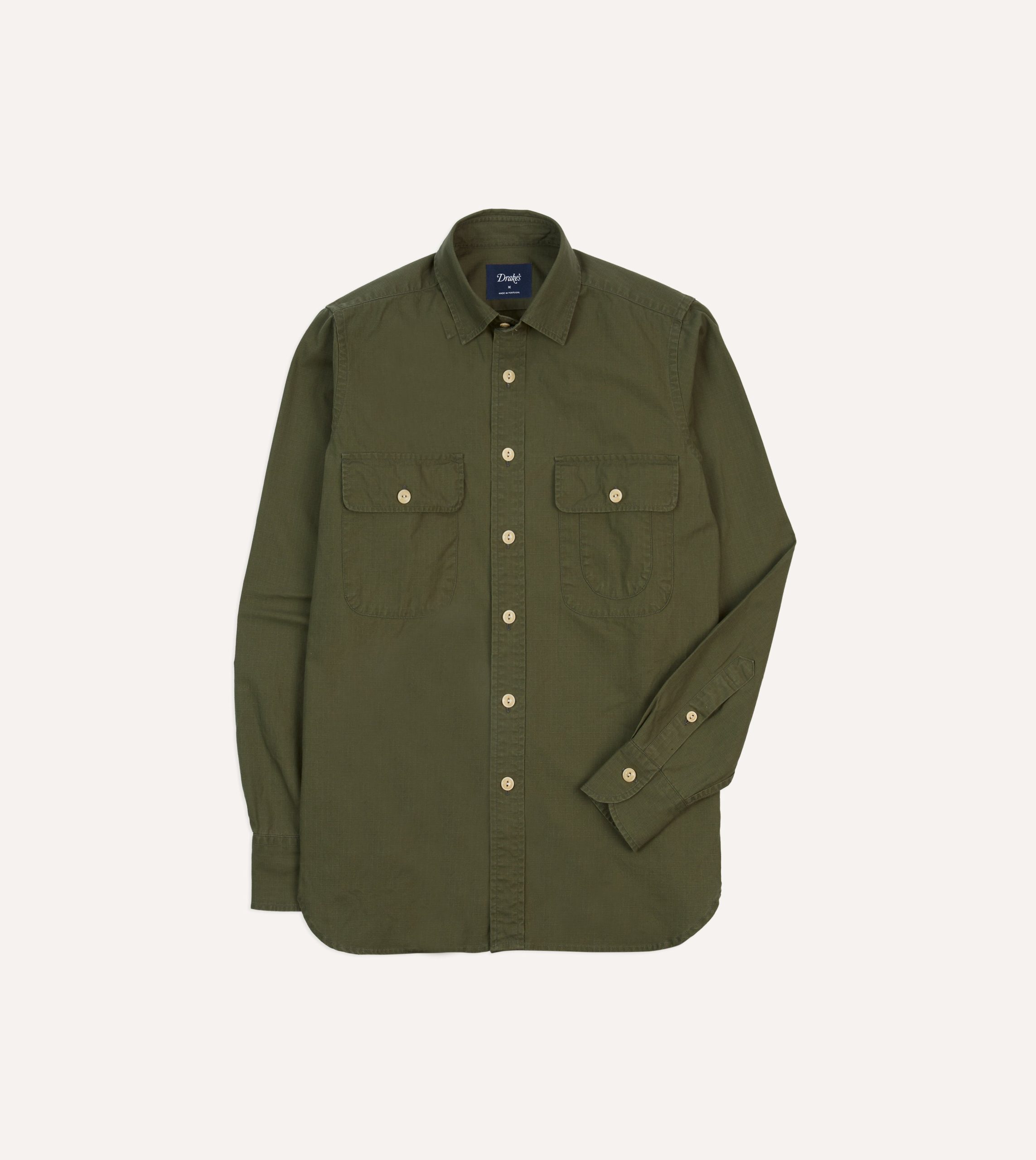 Olive Ripstop Cotton Work Shirt
