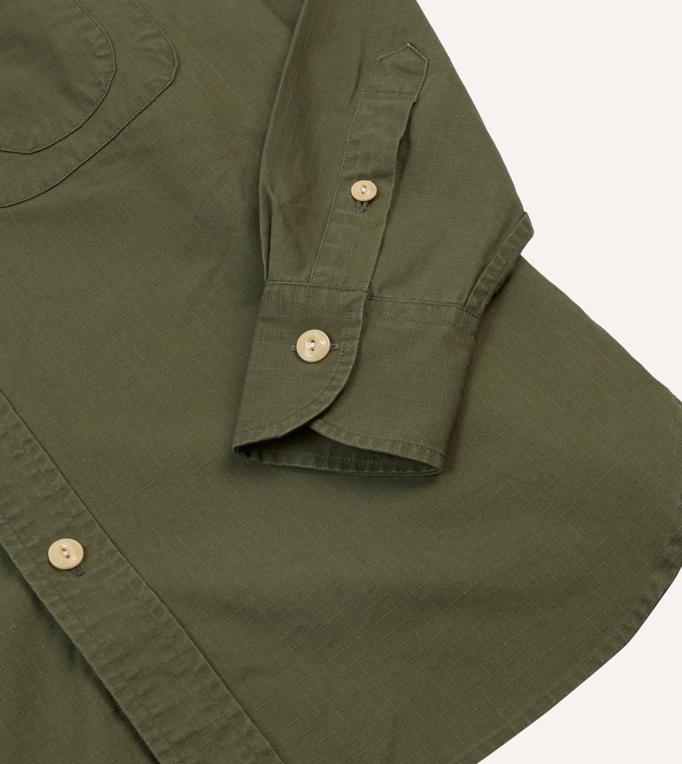 Olive Ripstop Cotton Work Shirt - Image 5