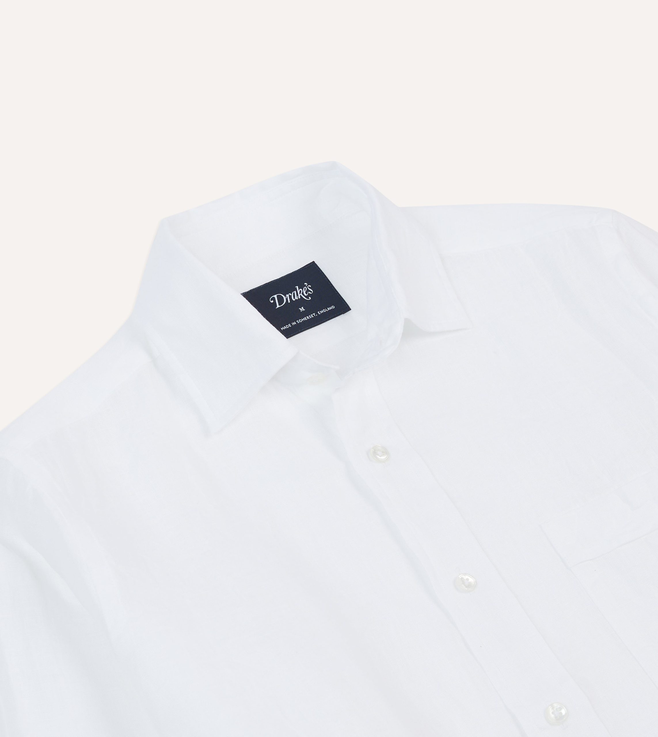 White Linen Spread Collar Shirt - Image 3