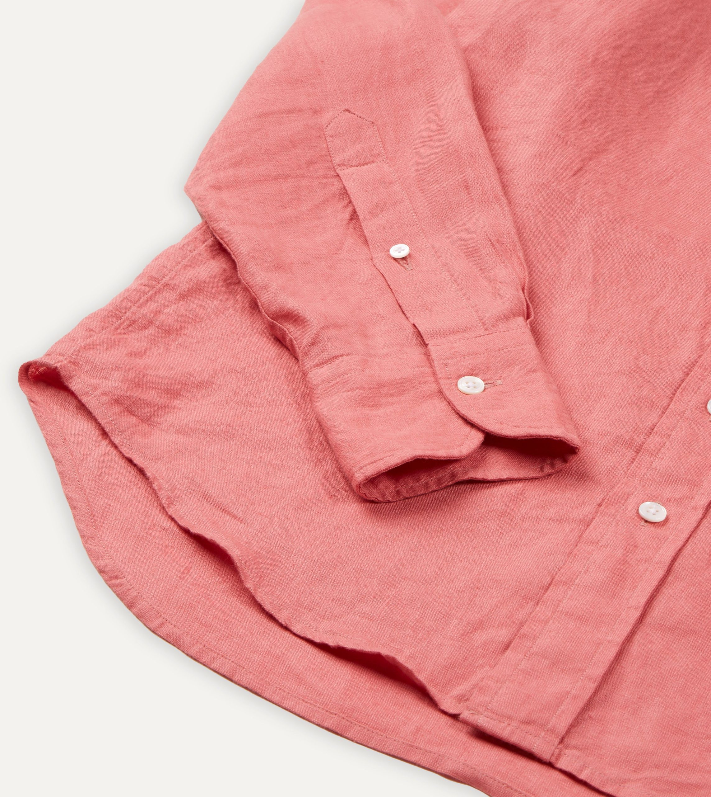 Pink Linen Spread Collar Shirt - Image 5
