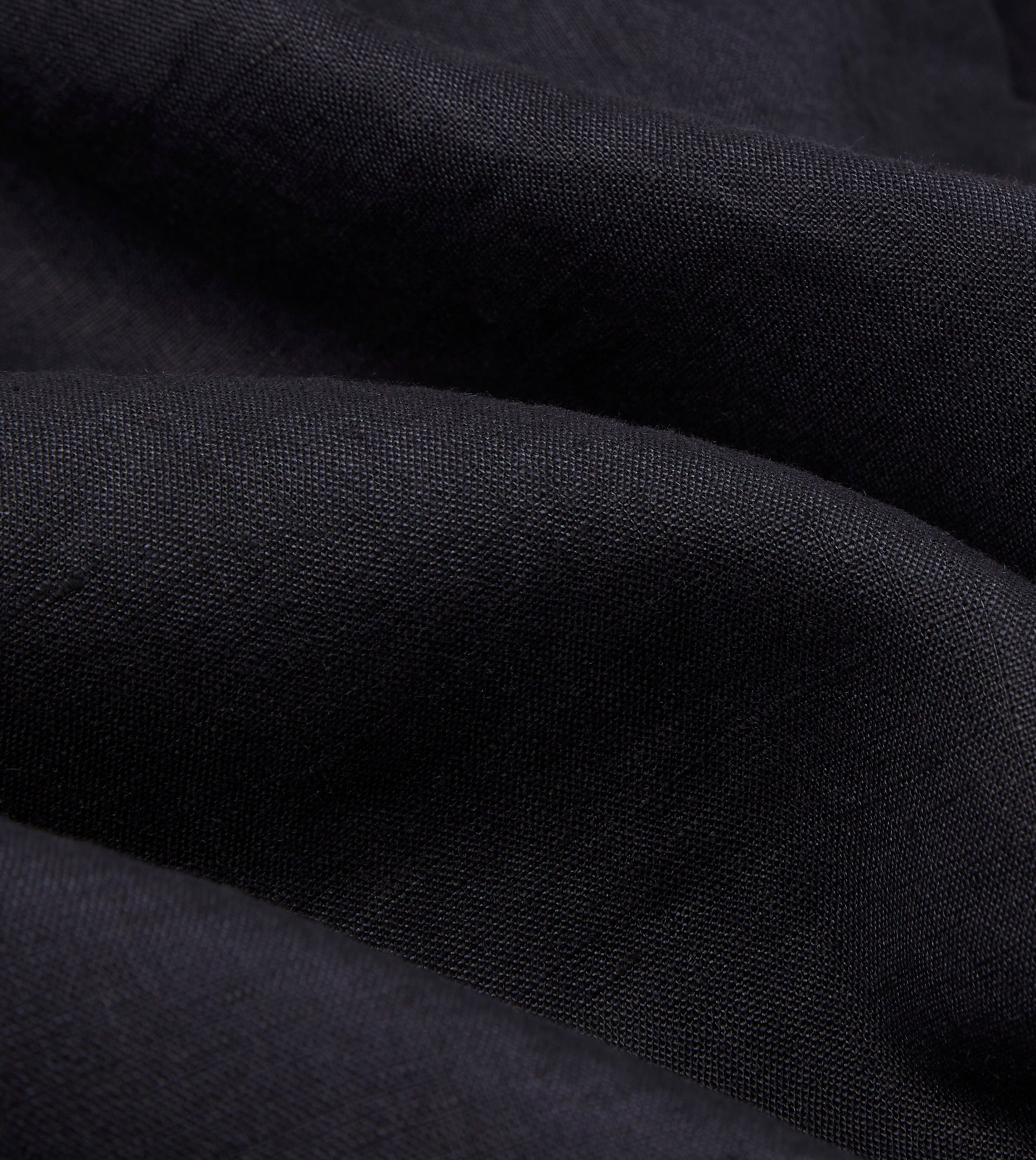 Dark Navy Linen Spread Collar Shirt - Image 2
