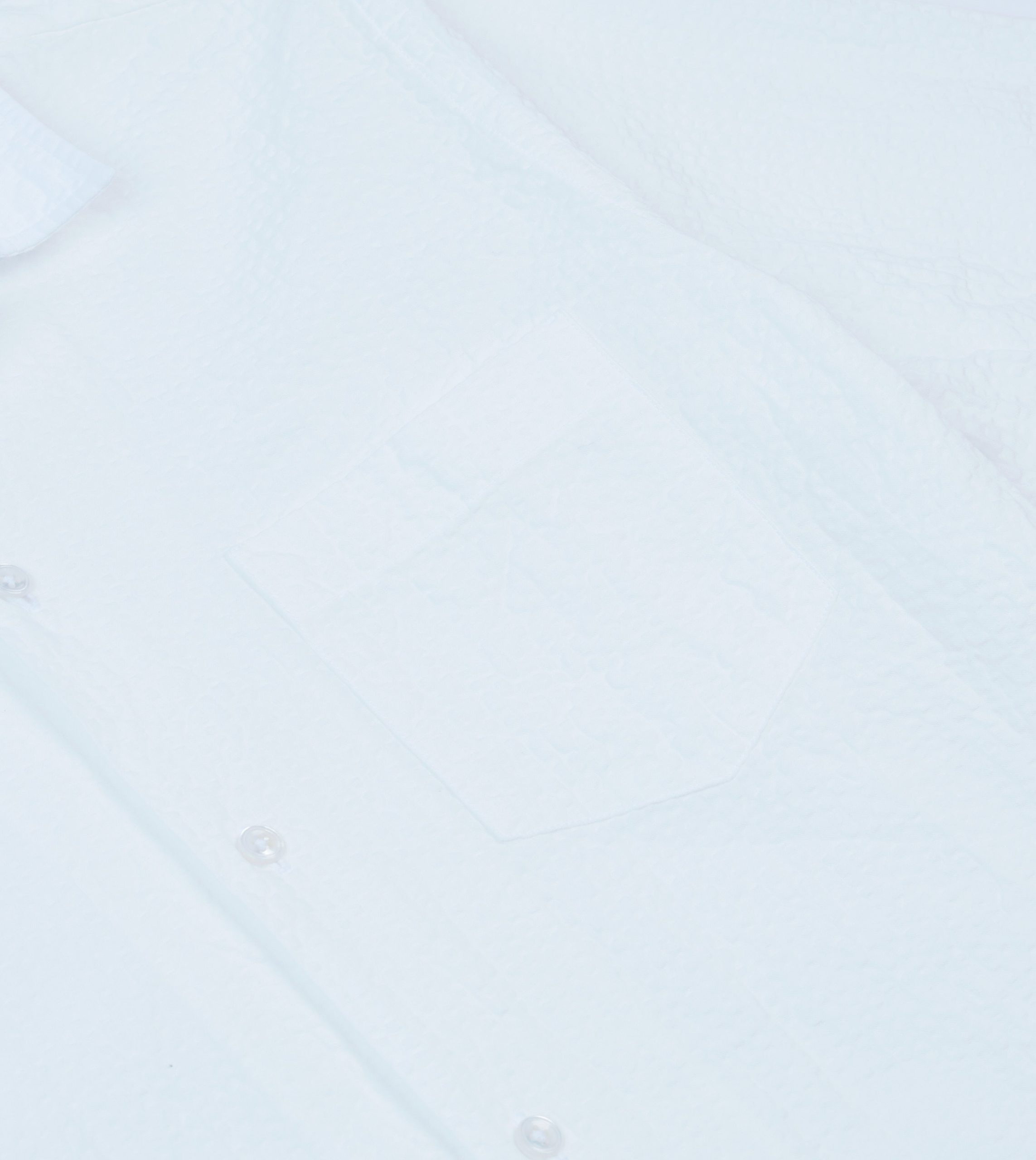 White Cotton-Linen Seersucker Camp Collar Short Sleeve Shirt - Image 4