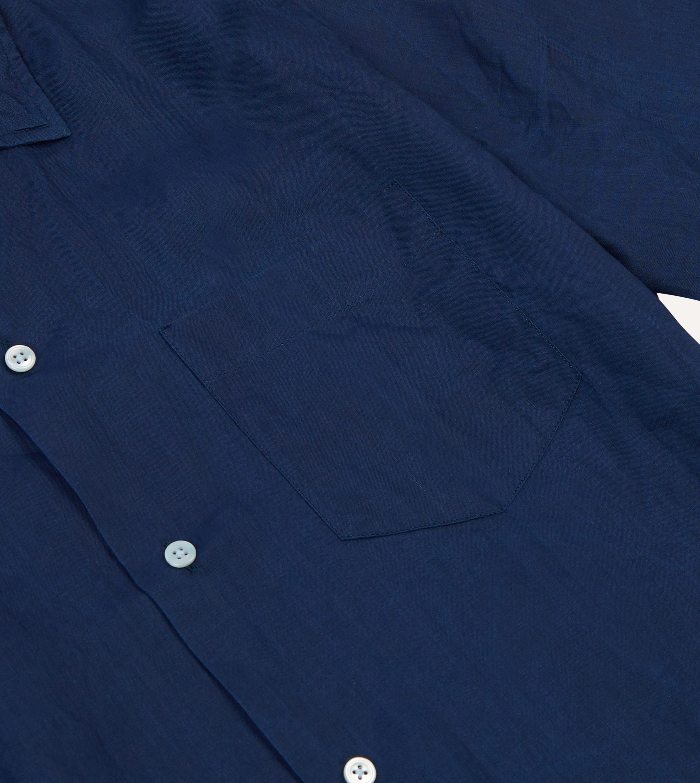 Indigo Ramie Camp Collar Short Sleeve Shirt - Image 4