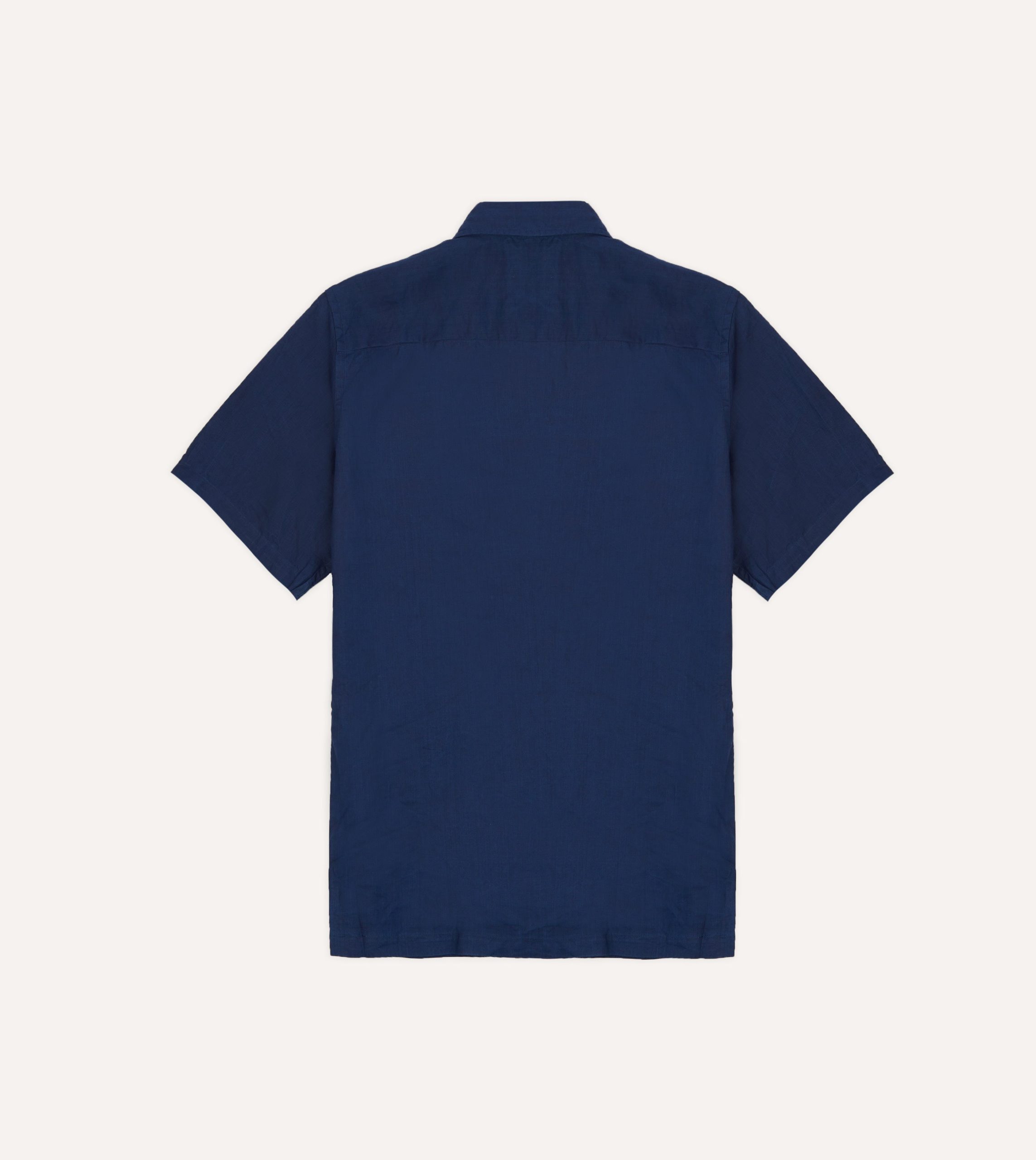 Indigo Ramie Camp Collar Short Sleeve Shirt - Image 6