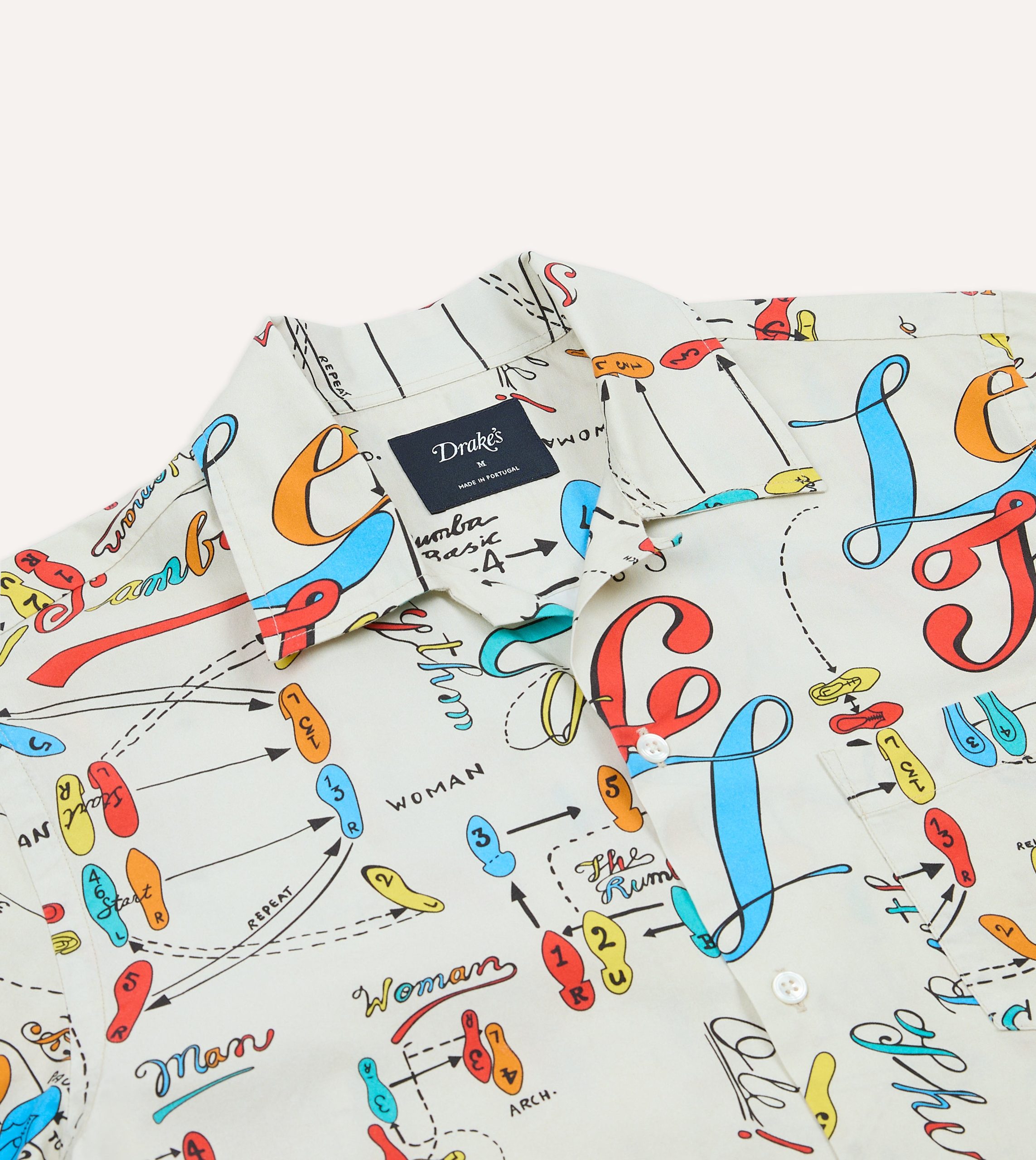 Dance Steps Print Cotton Camp Collar Short Sleeve Shirt - Image 3