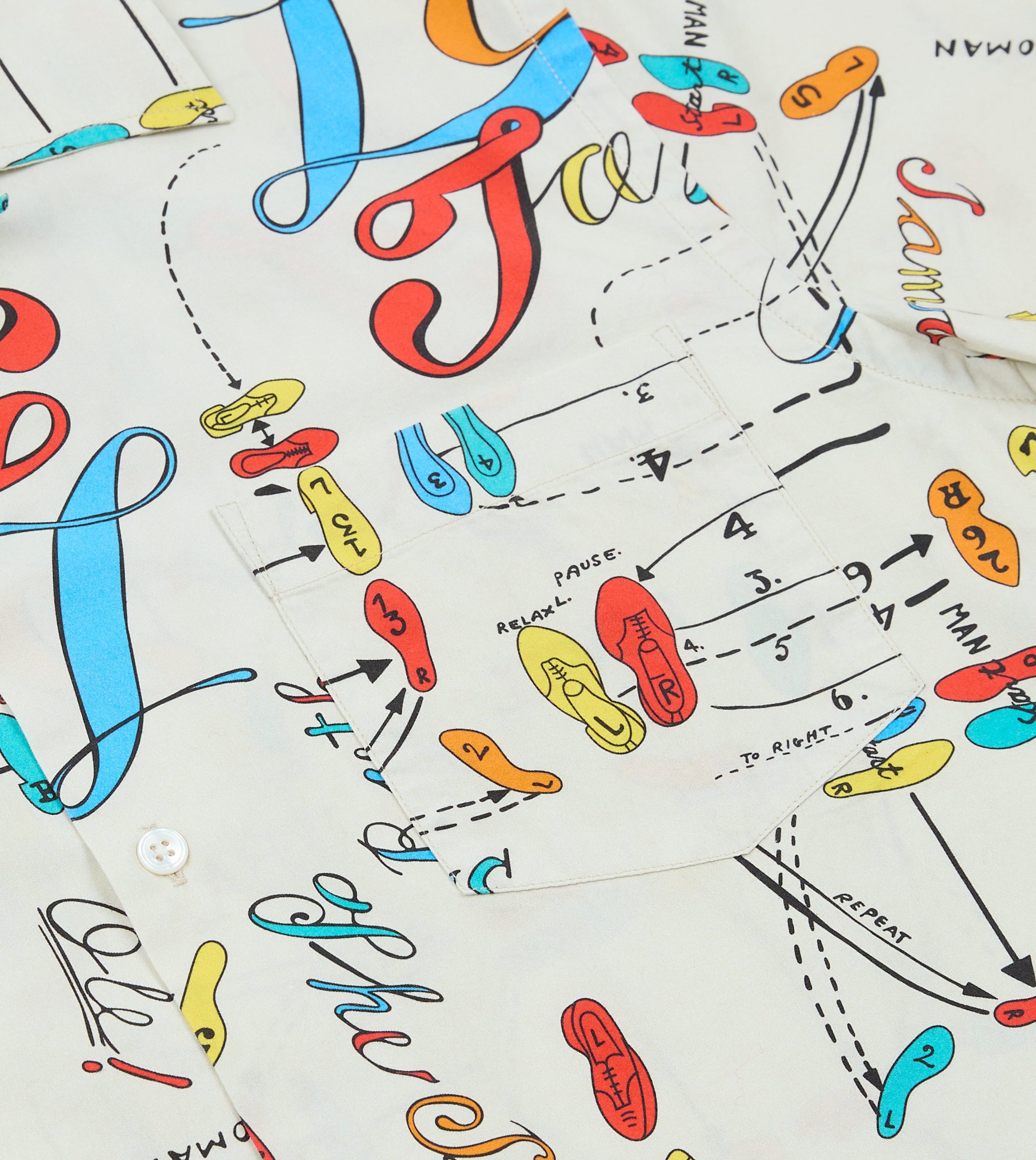 Dance Steps Print Cotton Camp Collar Short Sleeve Shirt - Image 4