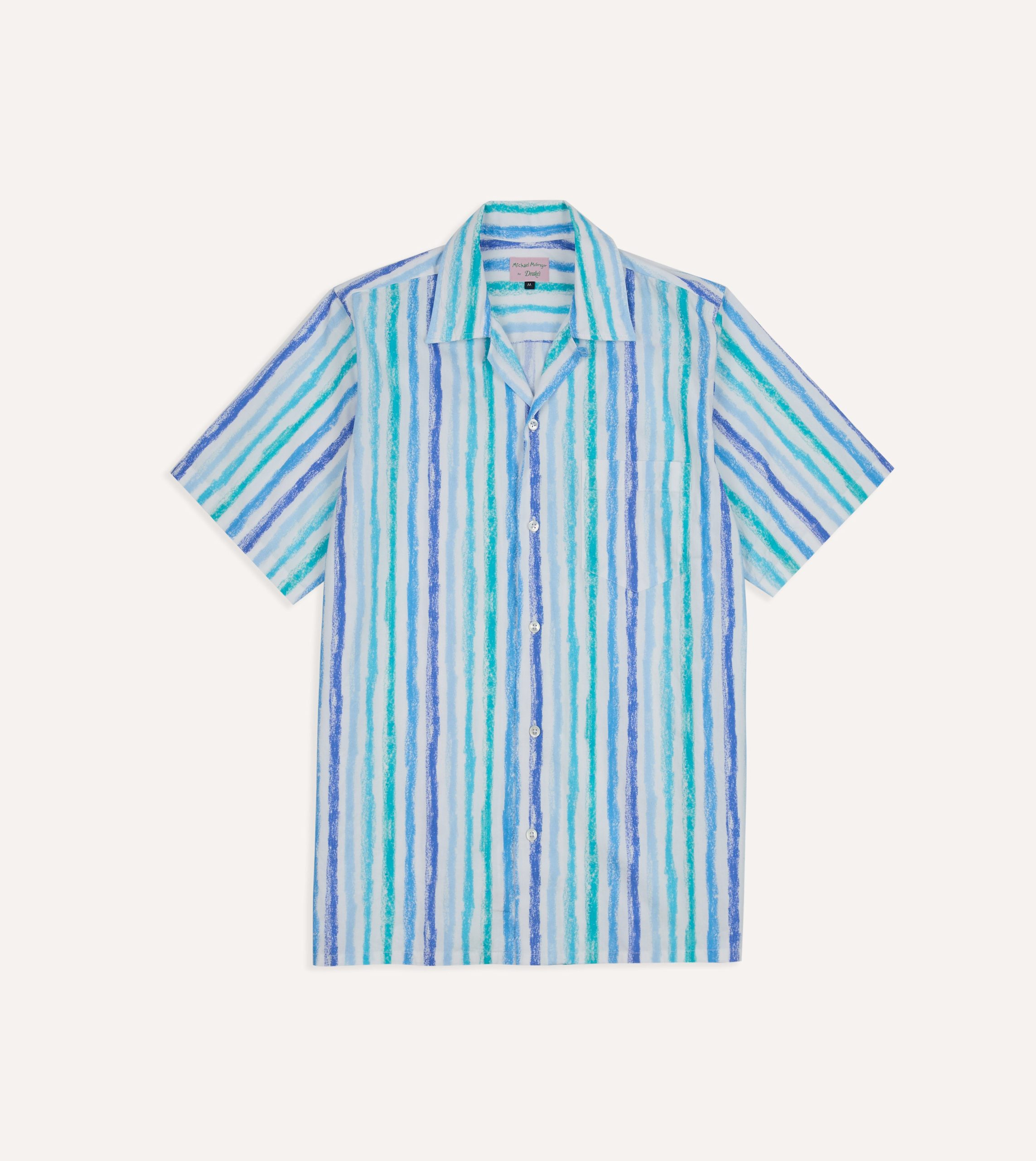 Michael McGregor for Drake's Stripe Camp Collar Shirt