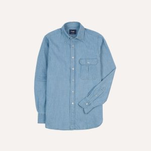 Bleach Wash Denim Work Shirt