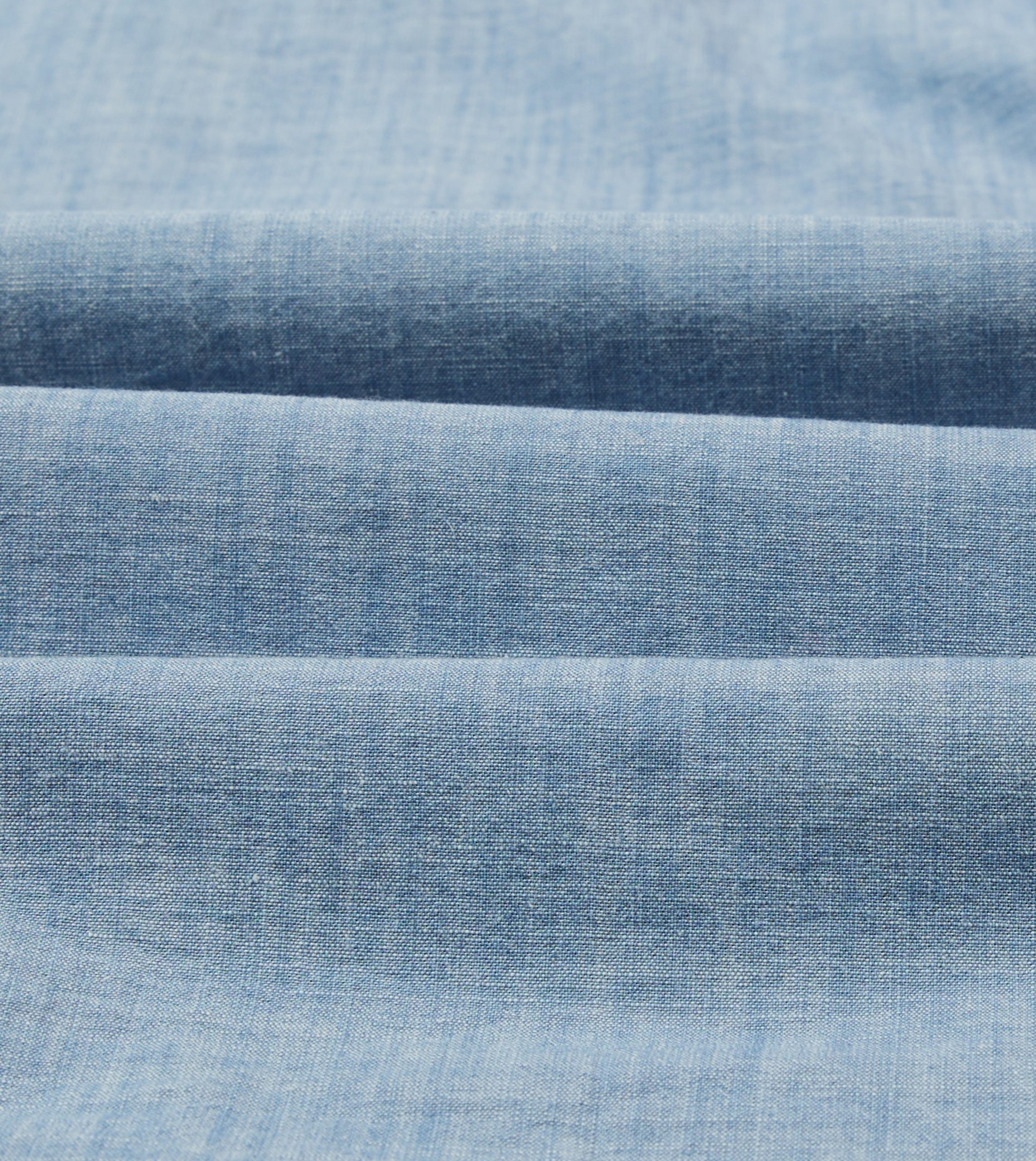 Bleach Wash Chambray Cotton Long Sleeve Cuban Shirt - Image 2
