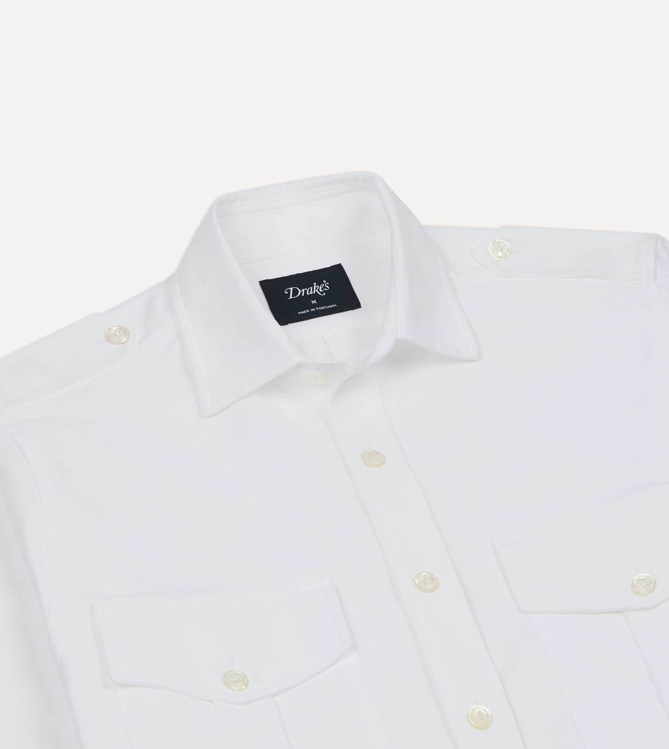 White Oxford Cotton Military Shirt - Image 3