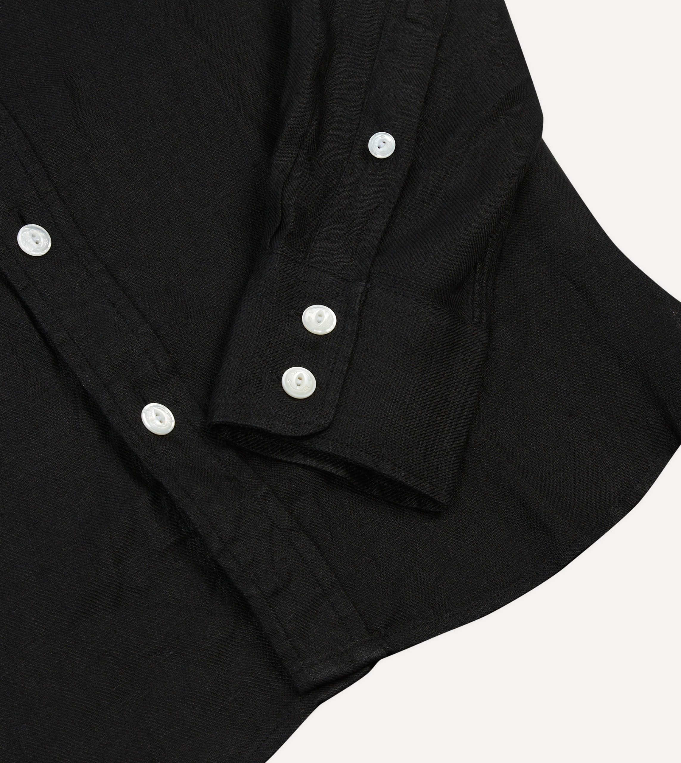 Black Linen Twill Two-Pocket Western Shirt - Image 5