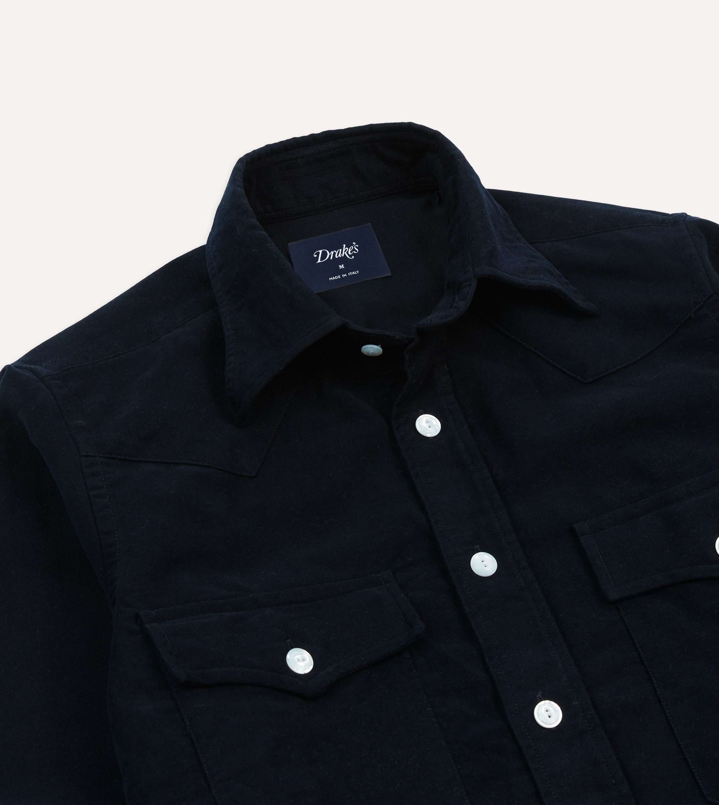 Navy Moleskin Two-Pocket Western Shirt - Image 3