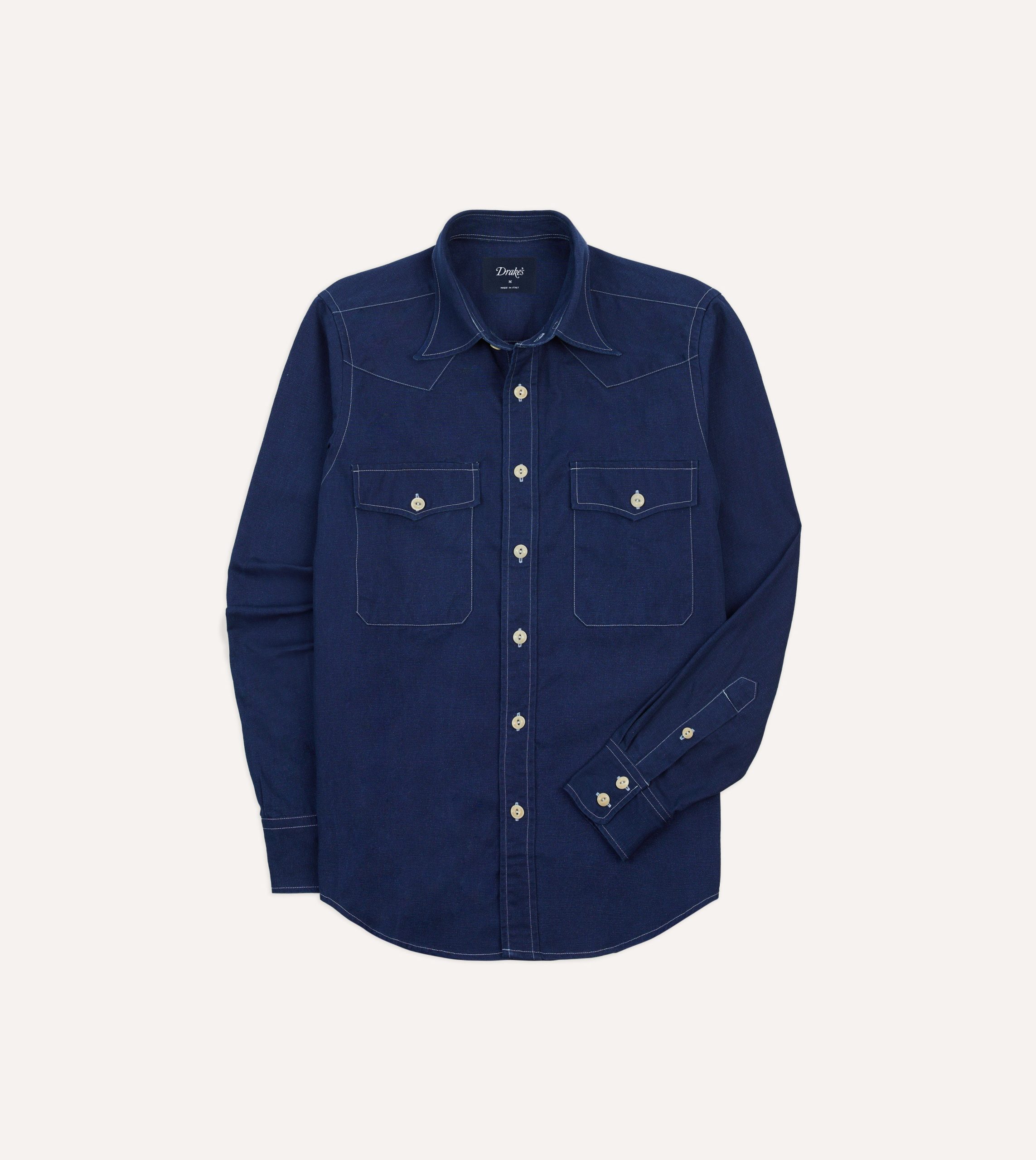 Indigo Canvas Two-Pocket Western Shirt