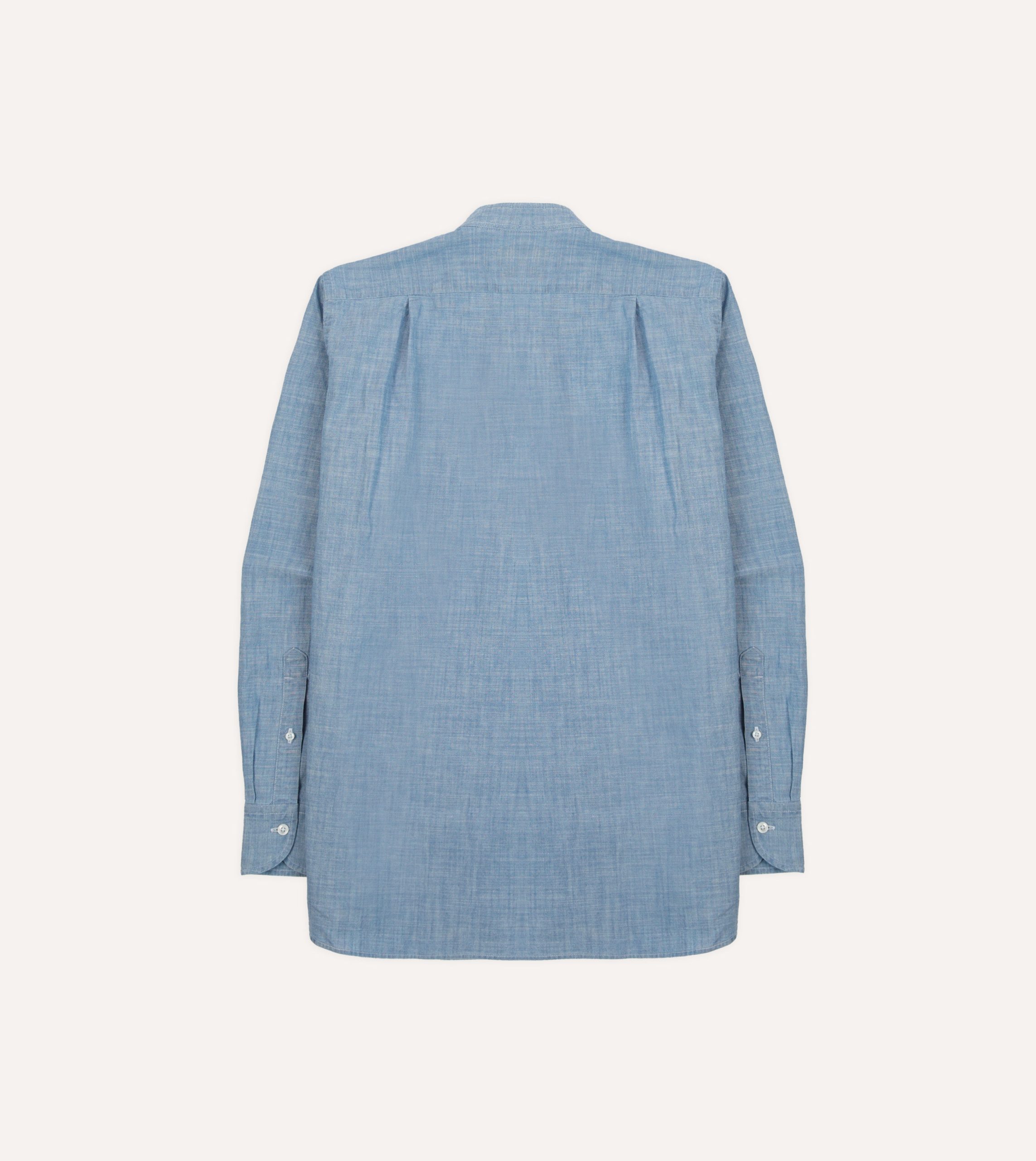 Chambray Cotton Mandarin Collar Shirt - Image 6