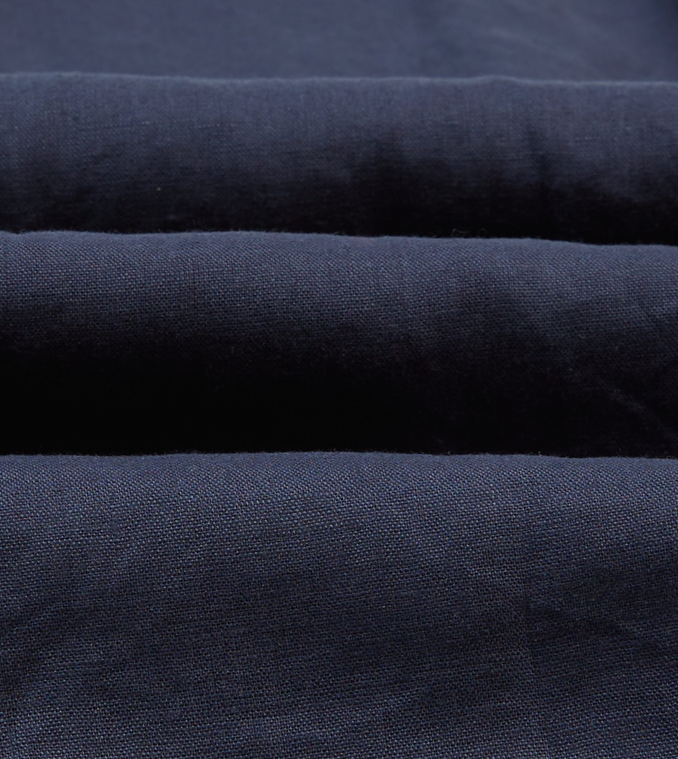 Navy Linen Long Point Collar Popover Shirt - Image 2