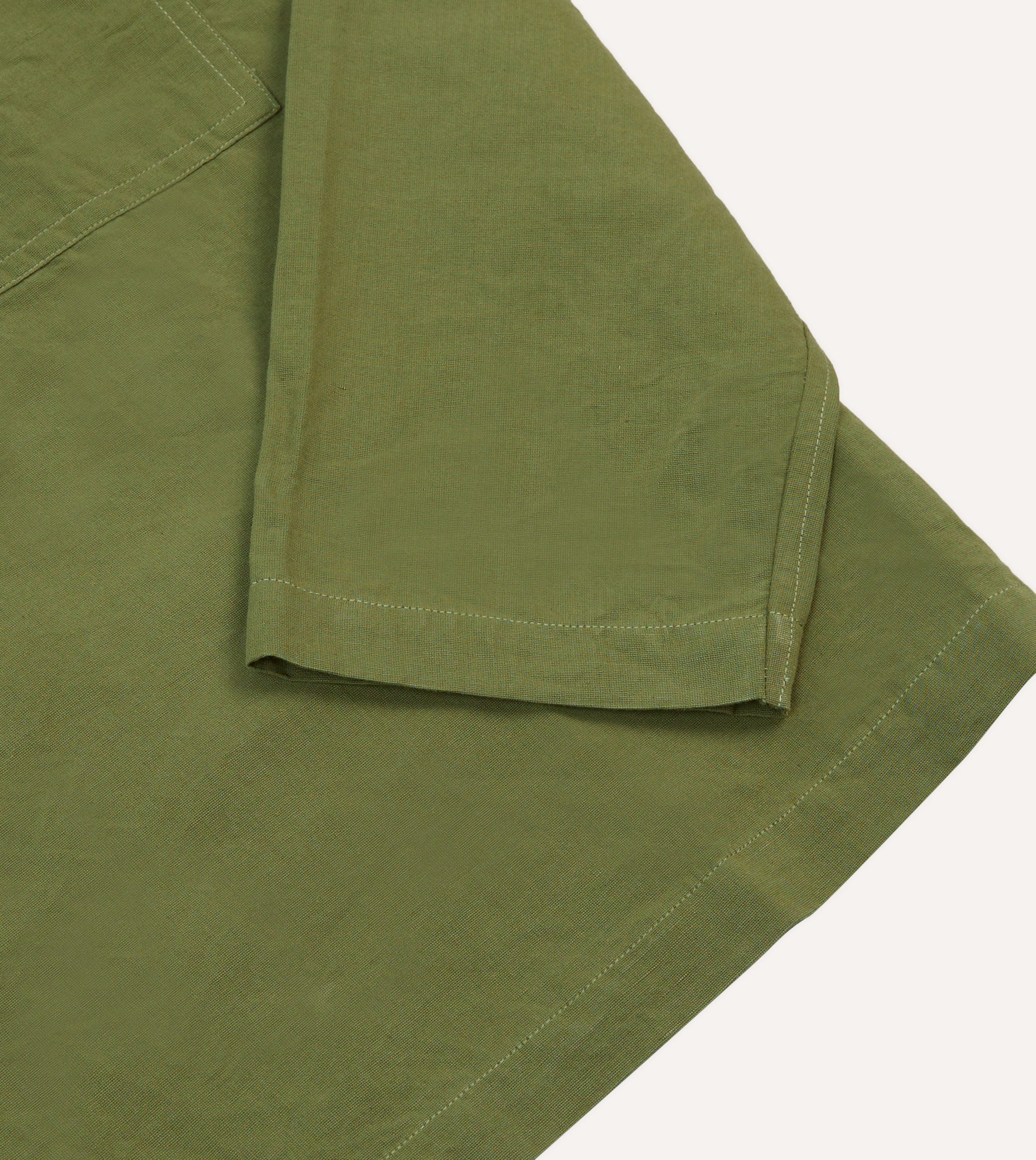 Olive Cotton-Linen Popover Shirt - Image 5