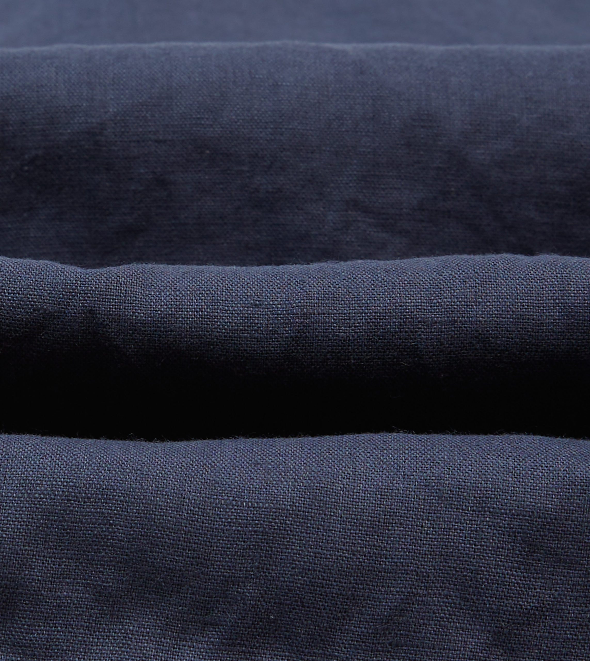 Navy Linen Mandarin Collar Popover Shirt - Image 2