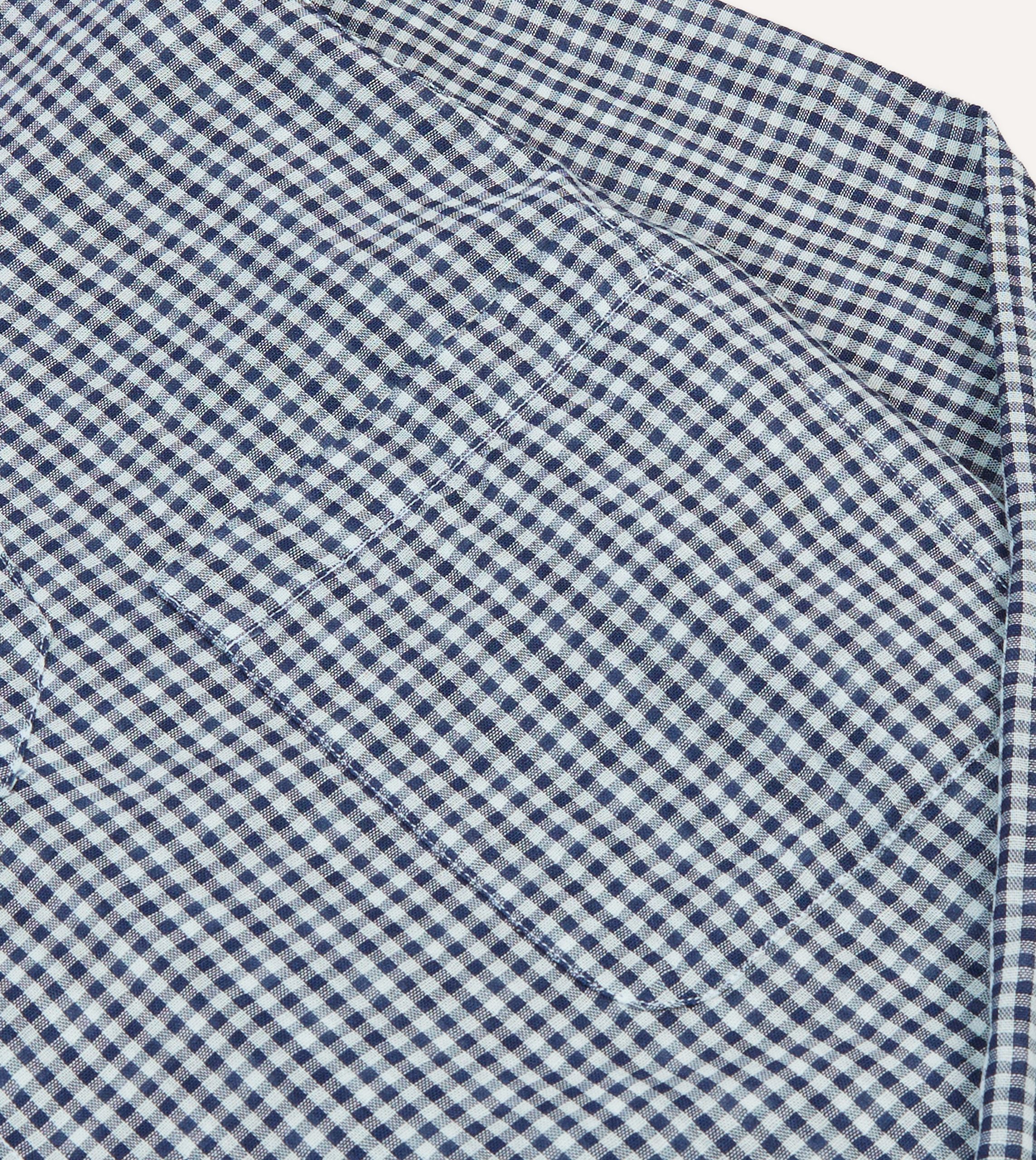 Navy Gingham Cotton Reversible Smock - Image 10