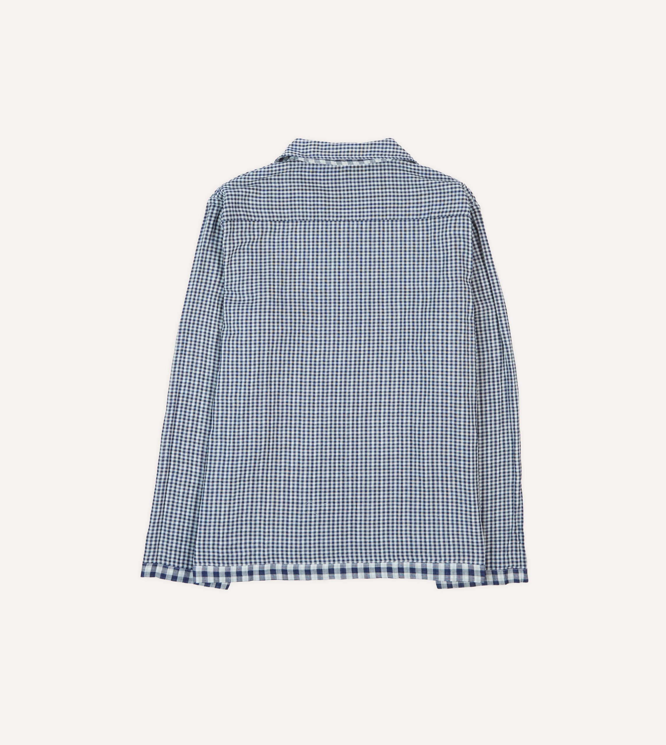 Navy Gingham Cotton Reversible Smock - Image 12