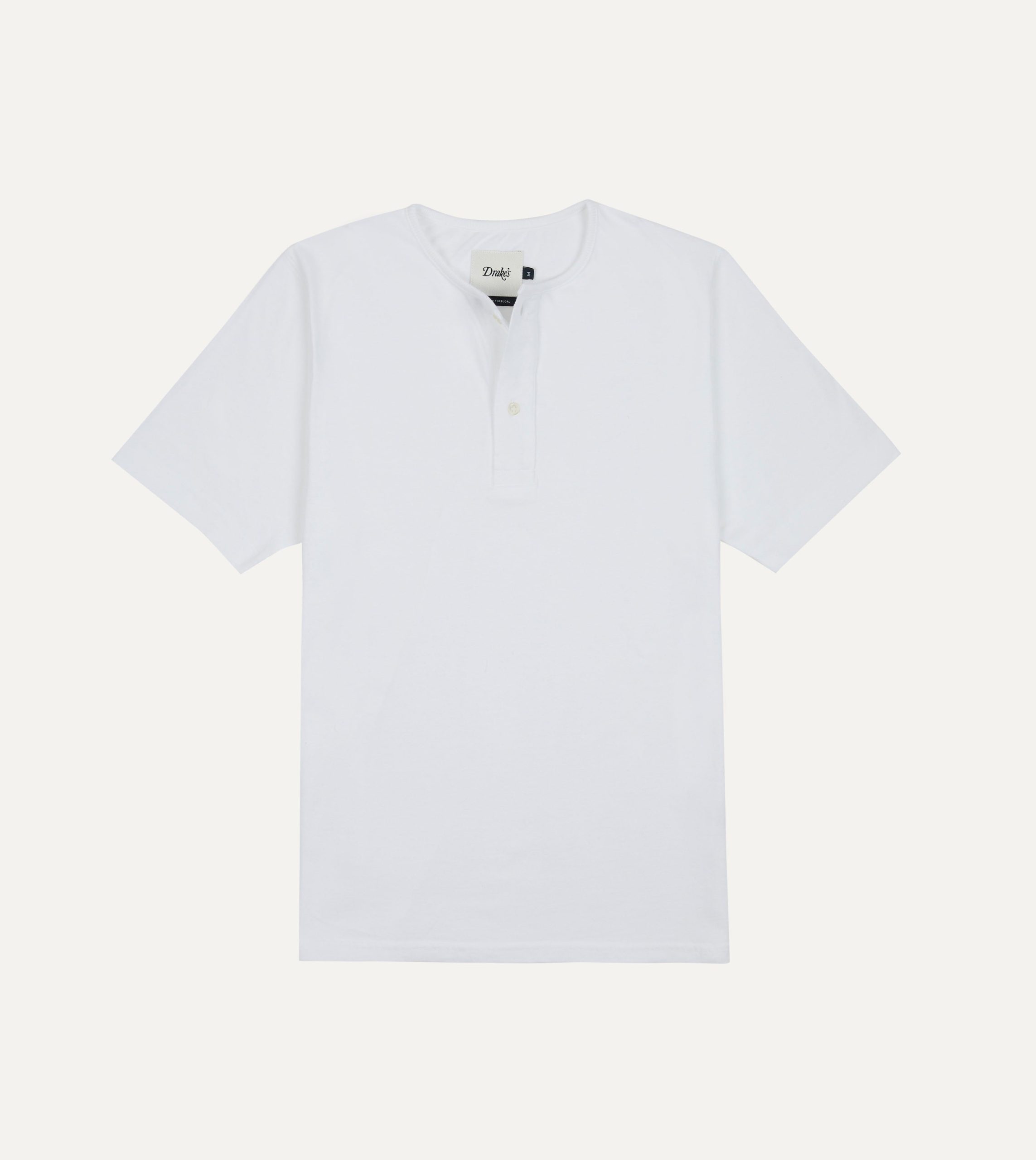 White Cotton Two-Button Henley T-Shirt