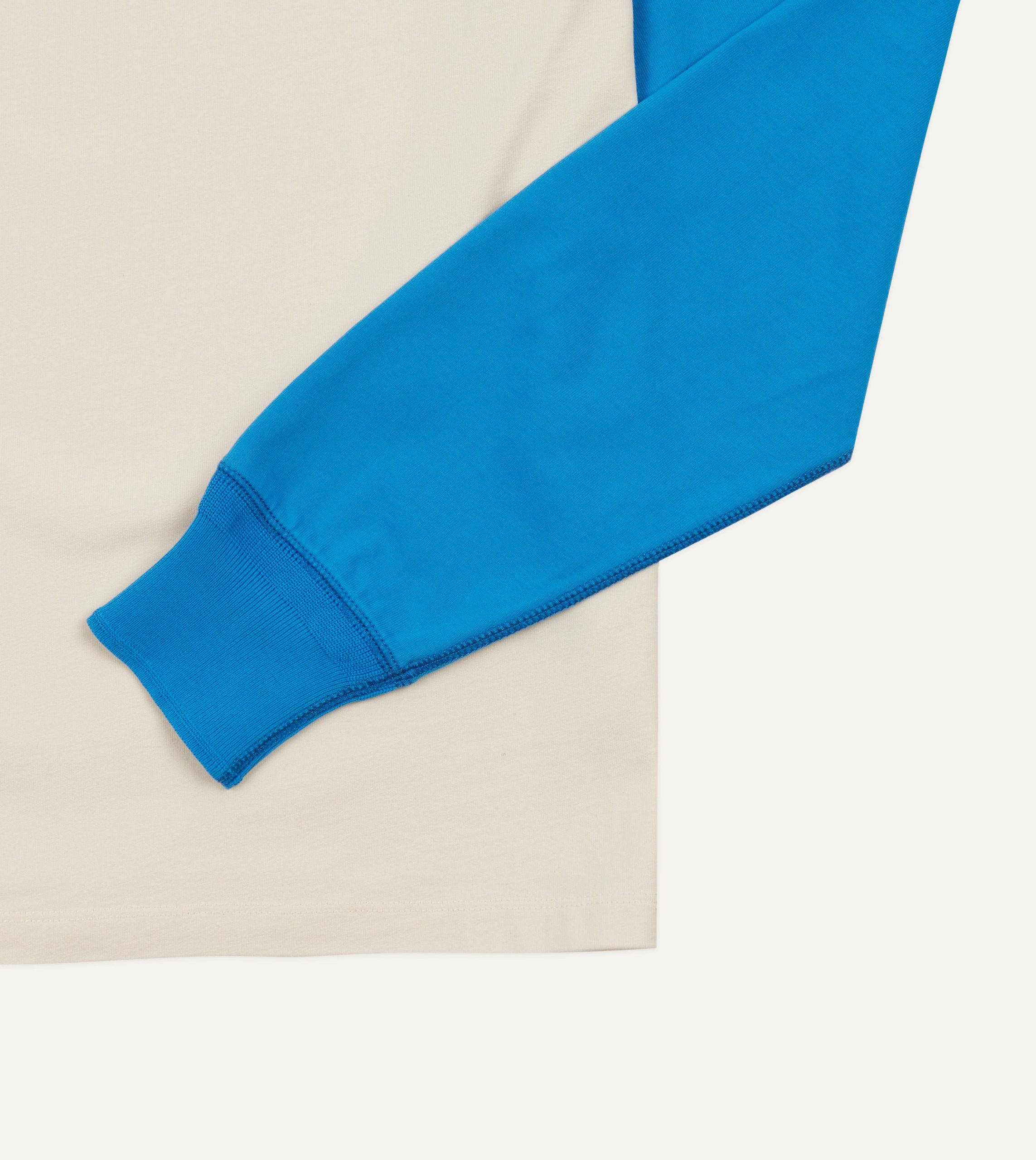 Blue and Antique White Raglan Sleeve Hiking T-Shirt - Image 5