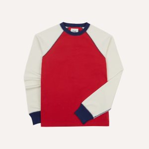 Red and Ecru Long Sleeve Raglan T-Shirt