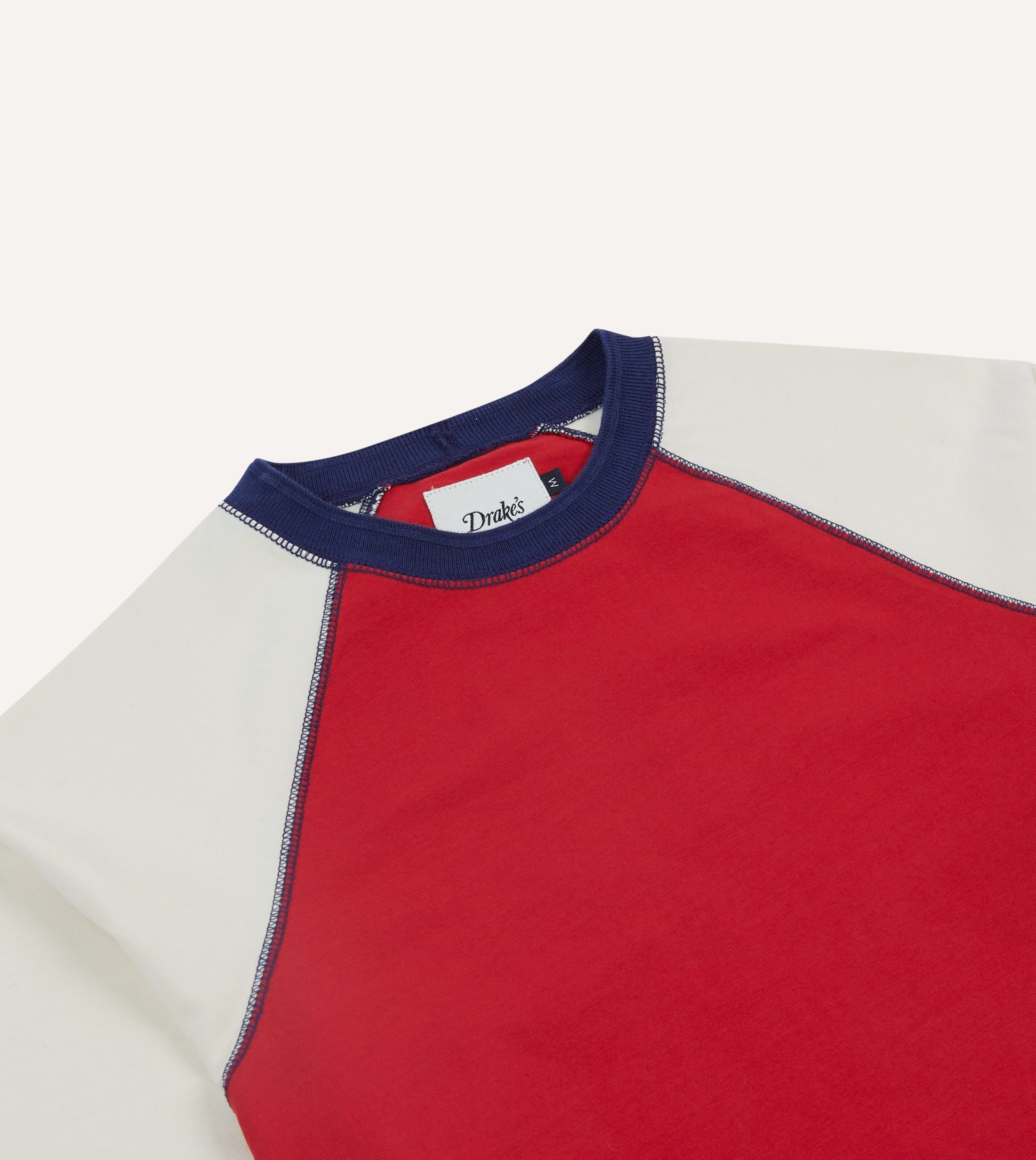Red and Ecru Long Sleeve Raglan T-Shirt - Image 3