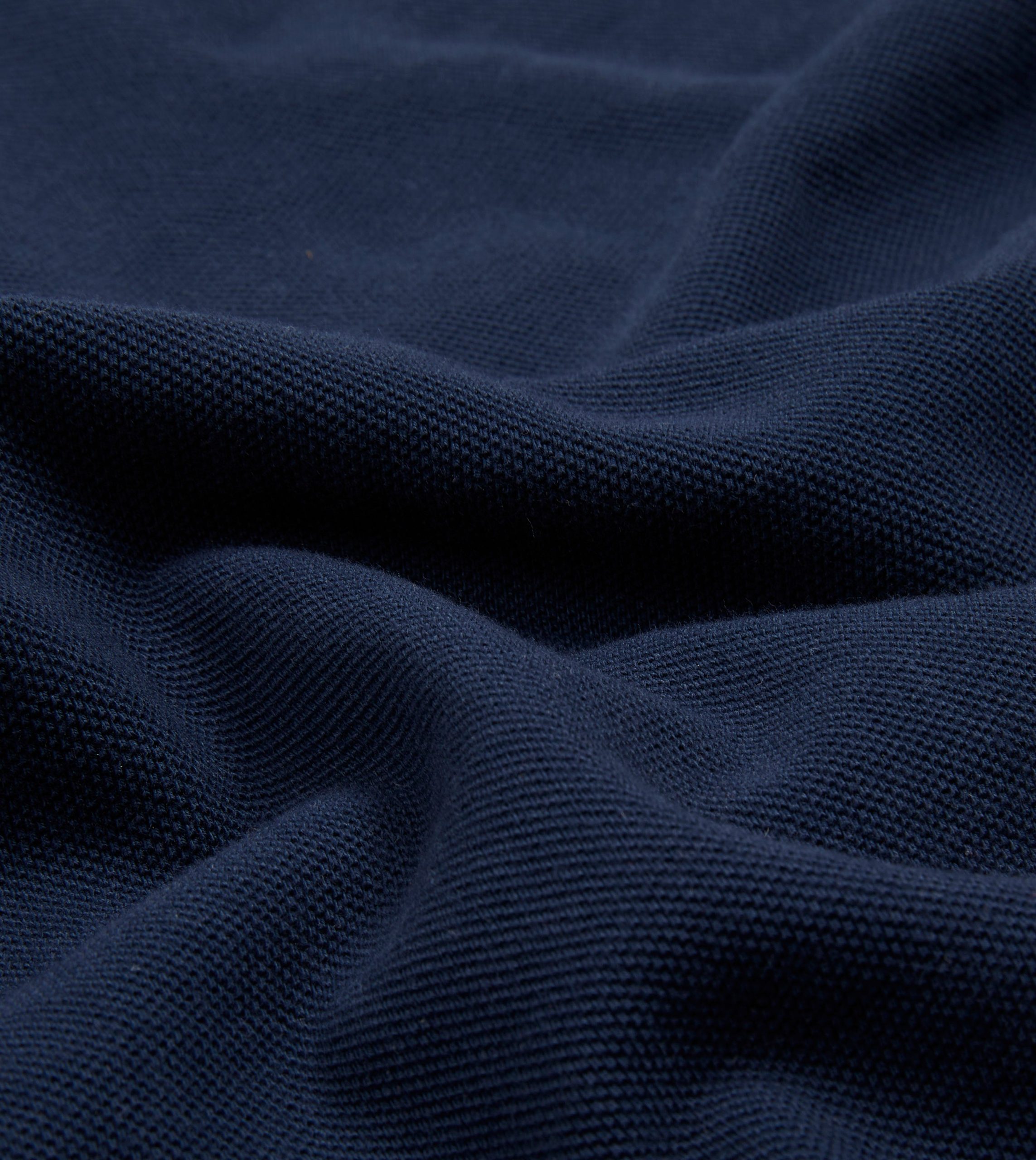 Navy Piqu?? Cotton Polo Shirt - Image 2