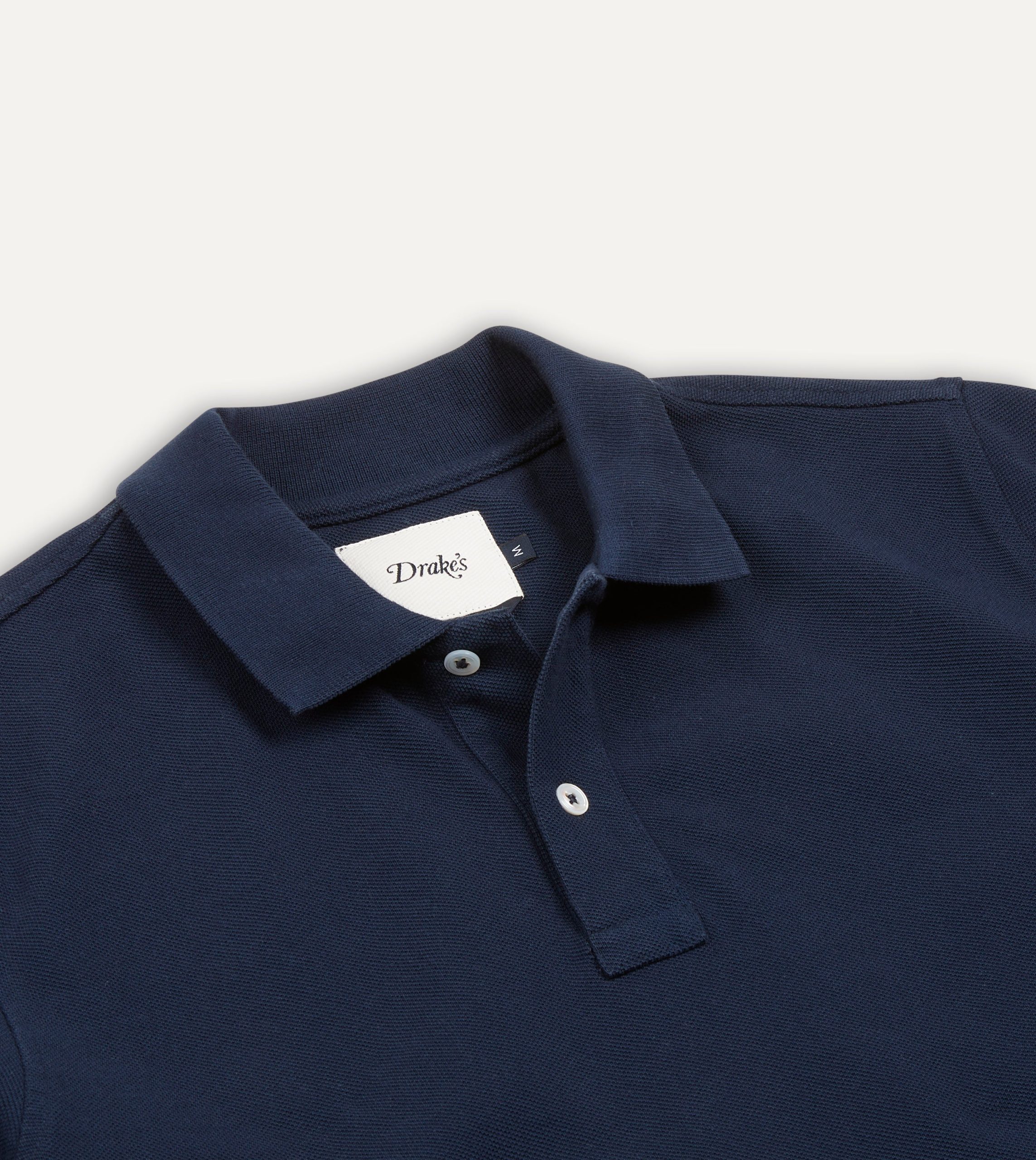 Navy Piqu?? Cotton Polo Shirt - Image 3