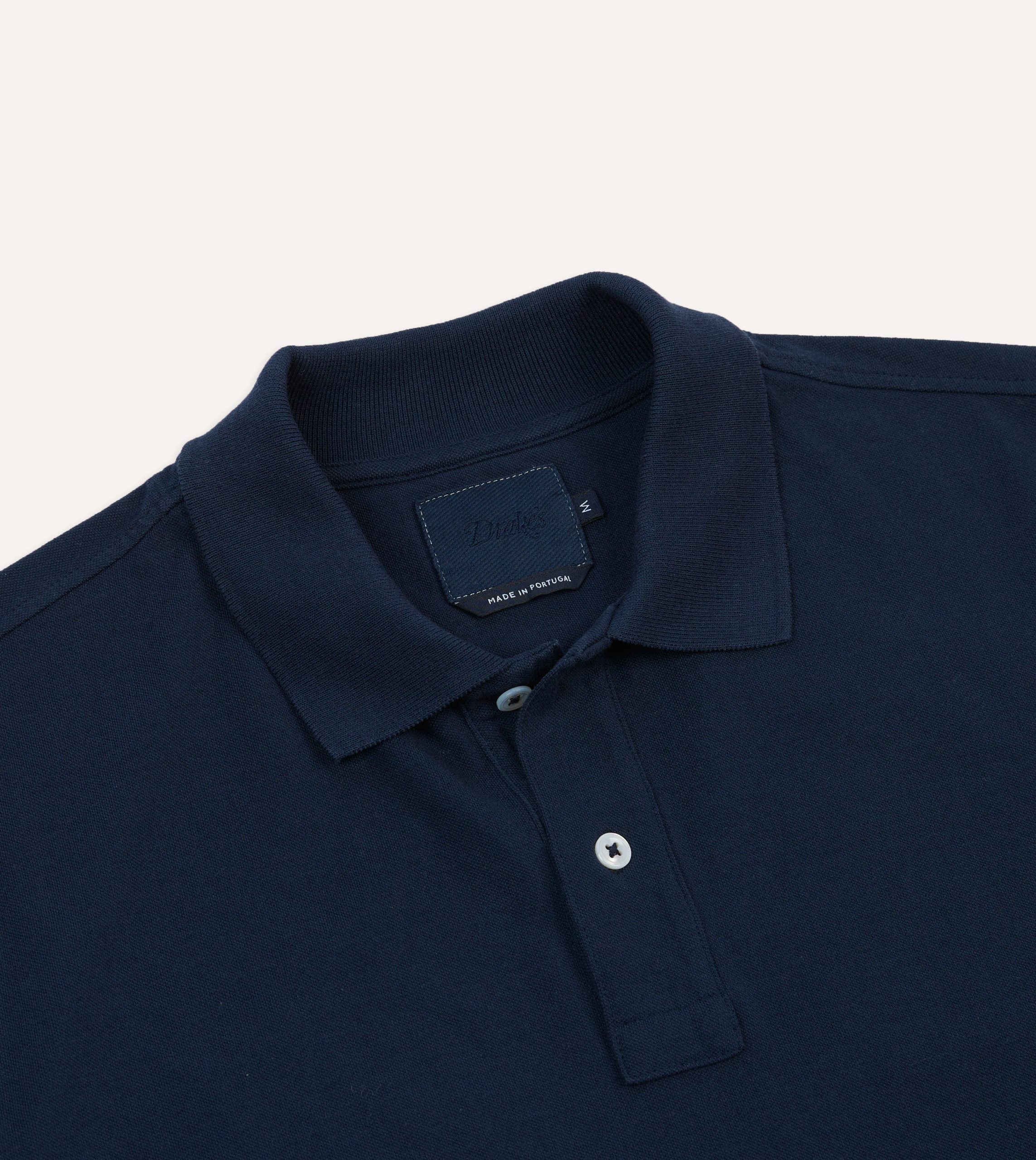 Dark Navy Piqu?? Cotton Polo Shirt - Image 3