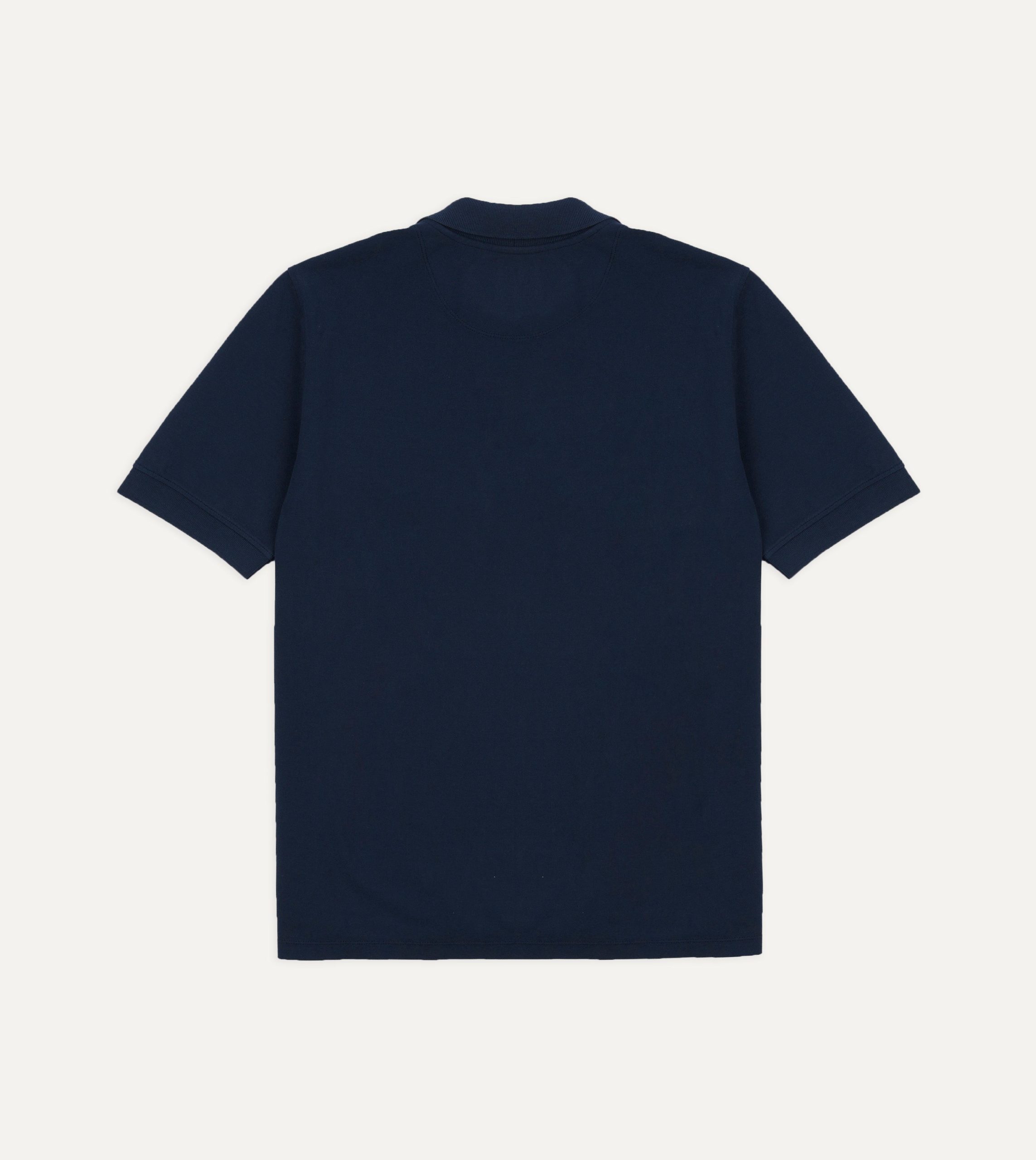 Dark Navy Piqu?? Cotton Polo Shirt - Image 4