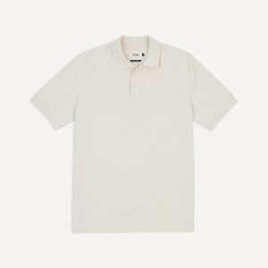 Ecru Piqué Cotton Polo Shirt