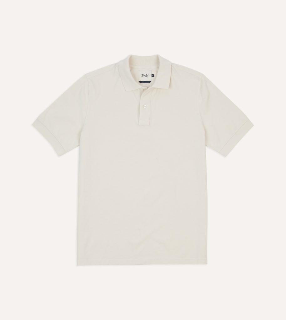 Ecru Piqu?? Cotton Polo Shirt