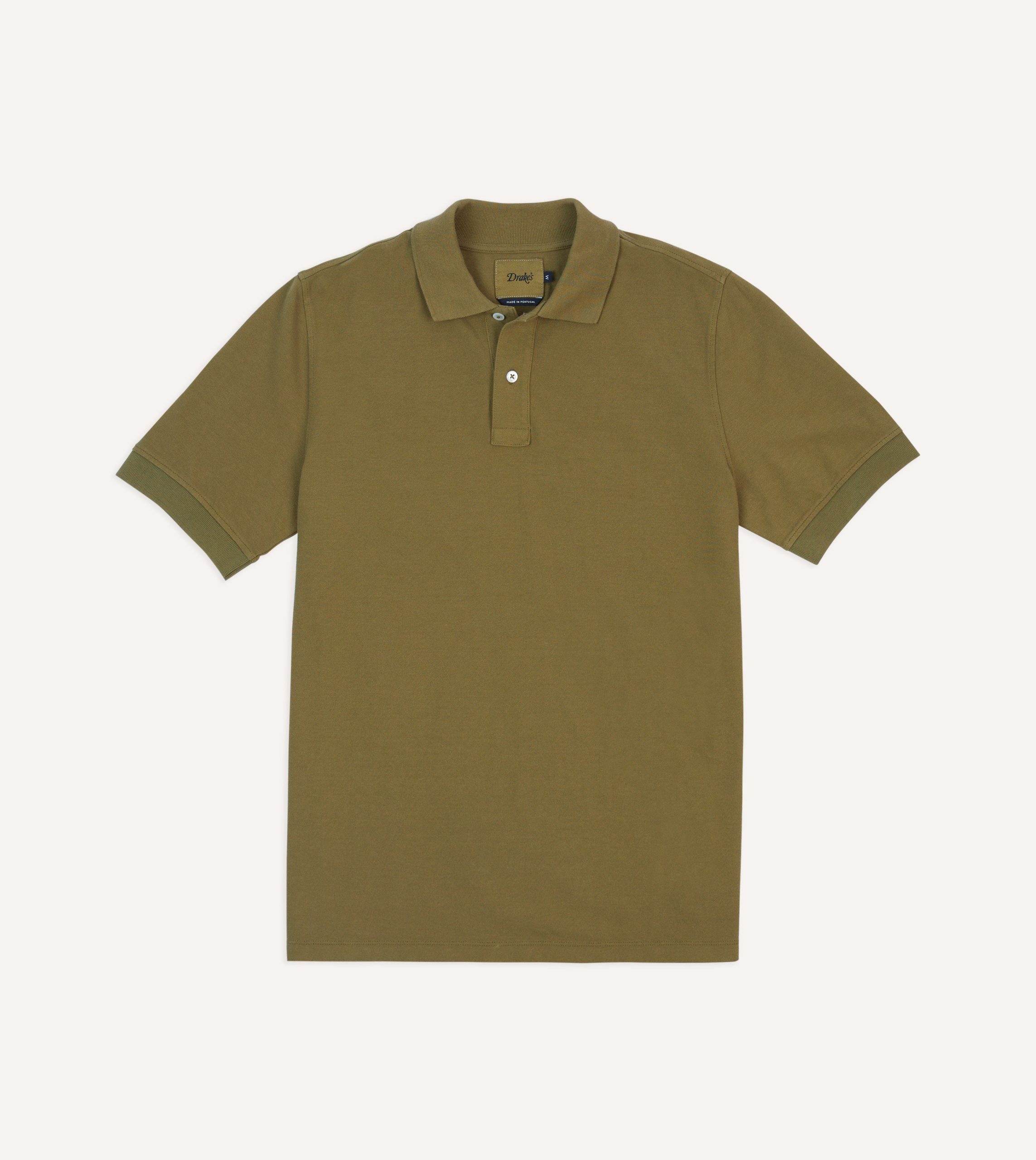 Khaki Piqu?? Cotton Polo Shirt