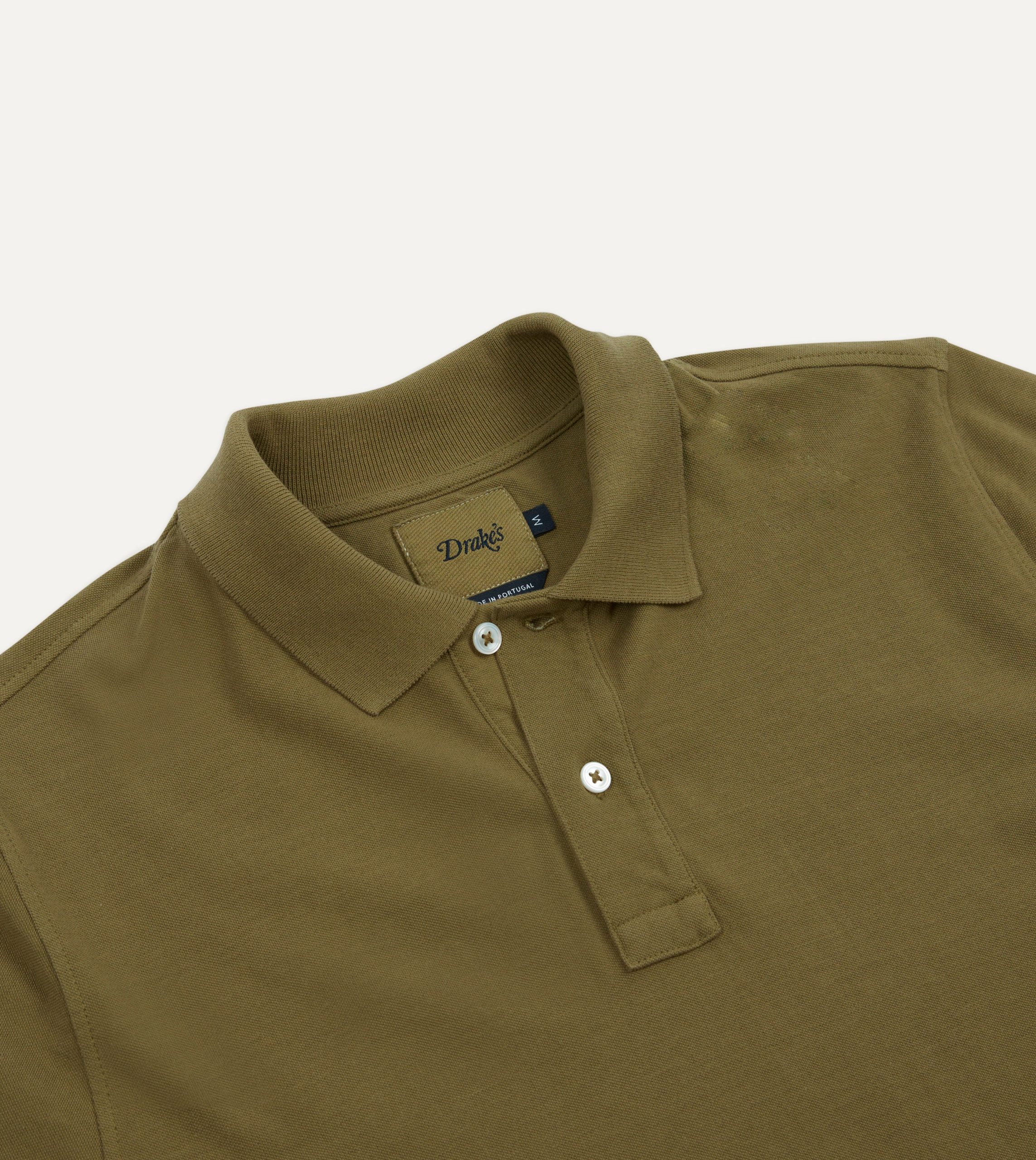 Khaki Piqu?? Cotton Polo Shirt - Image 3
