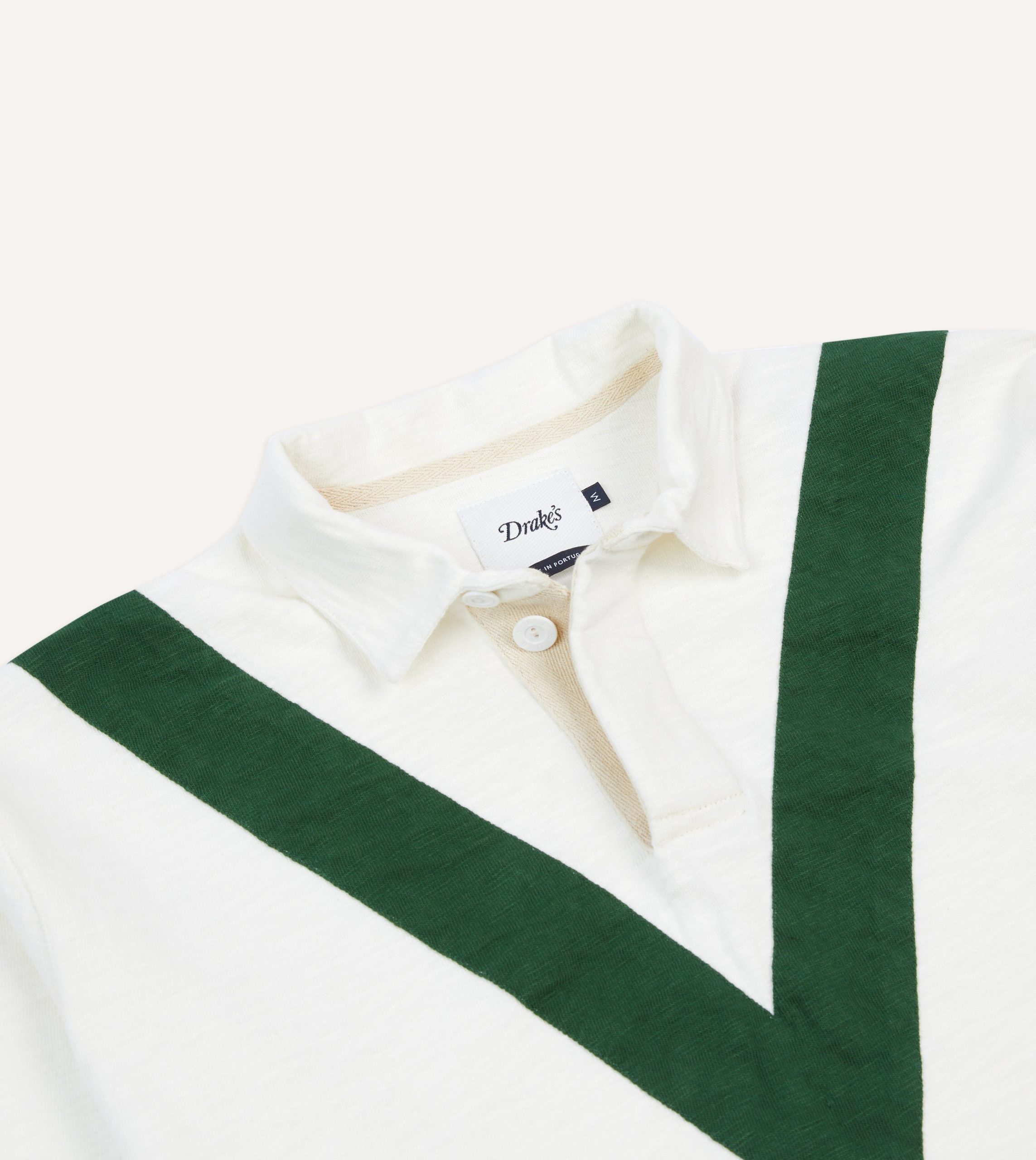 Ecru and Green Chevron Cotton Rugby Shirt - Image 3