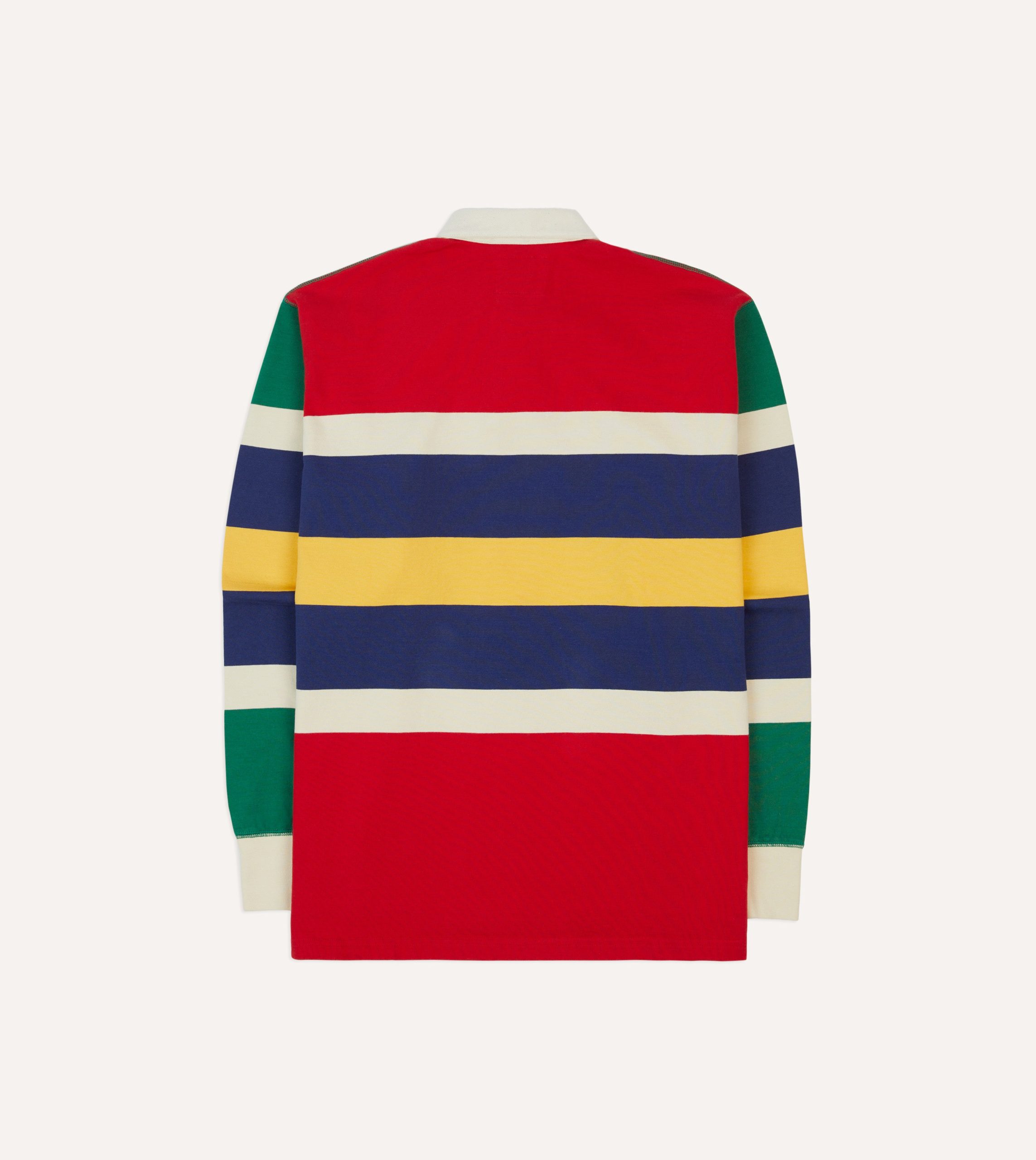 Red. Yellow and Navy Multi Stripe Cotton Rugby Shirt - Image 6
