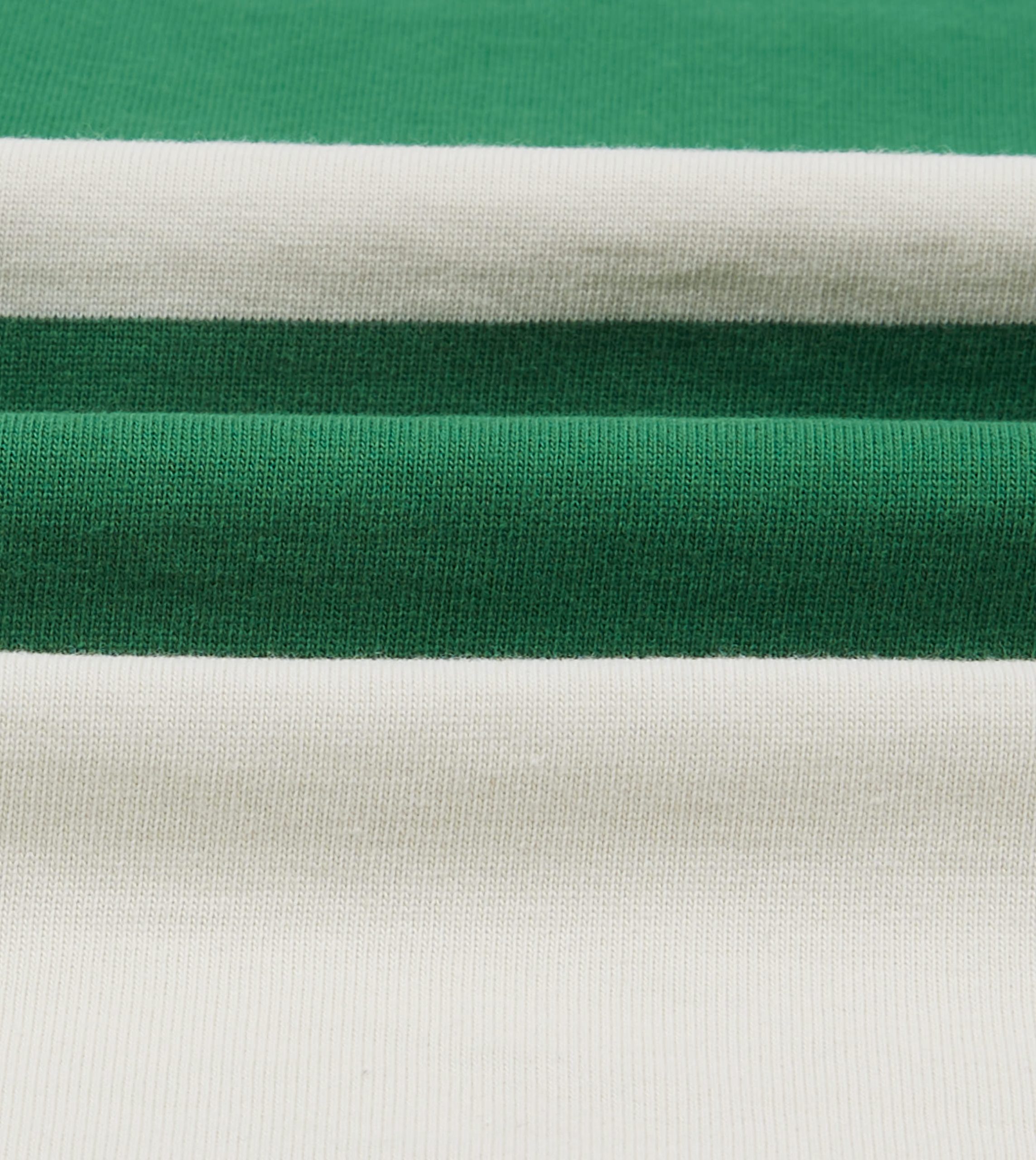 Green and White Stripe Cotton Mandarin Collar Rugby Shirt - Image 2
