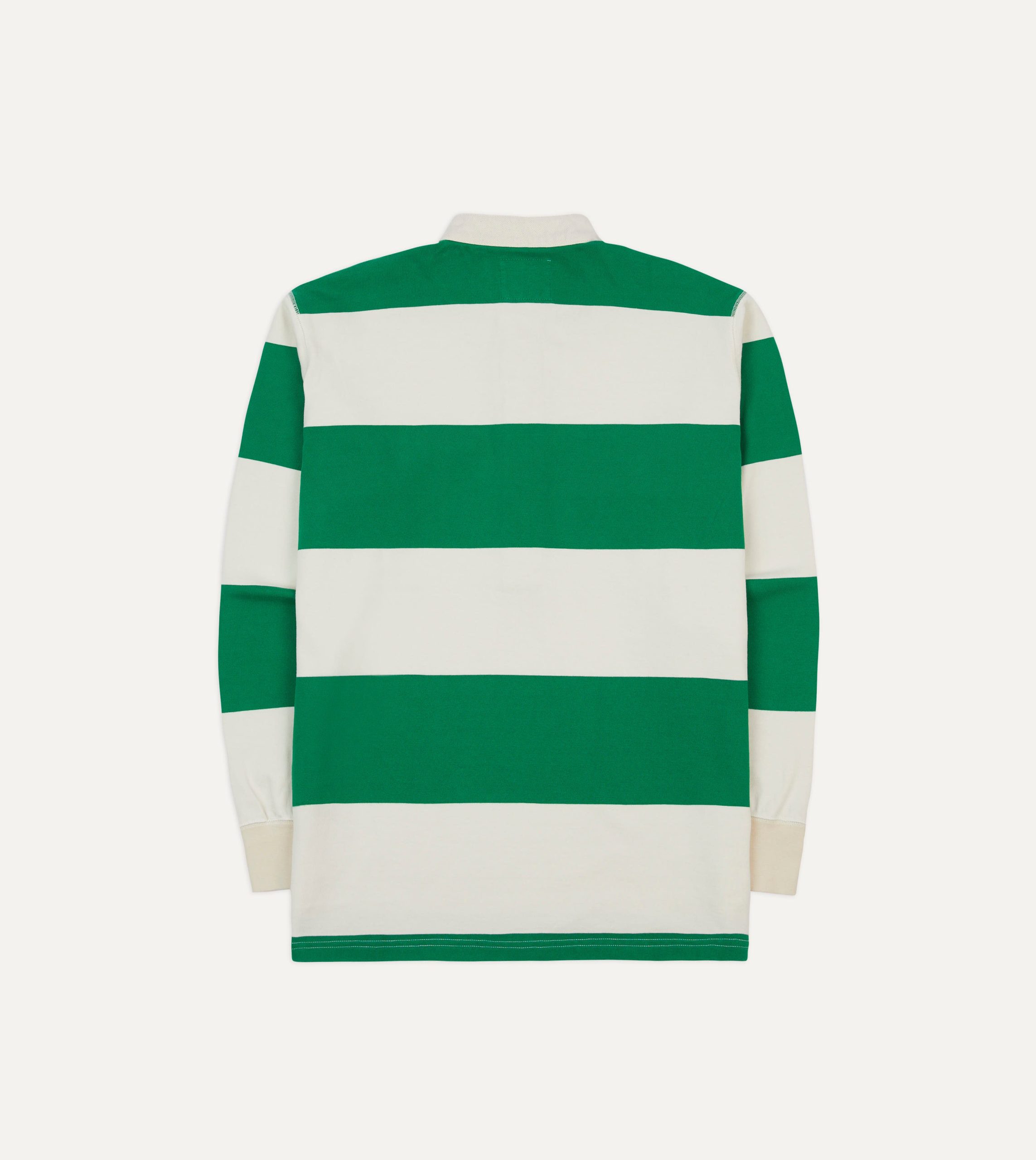 Green and White Stripe Cotton Mandarin Collar Rugby Shirt - Image 6