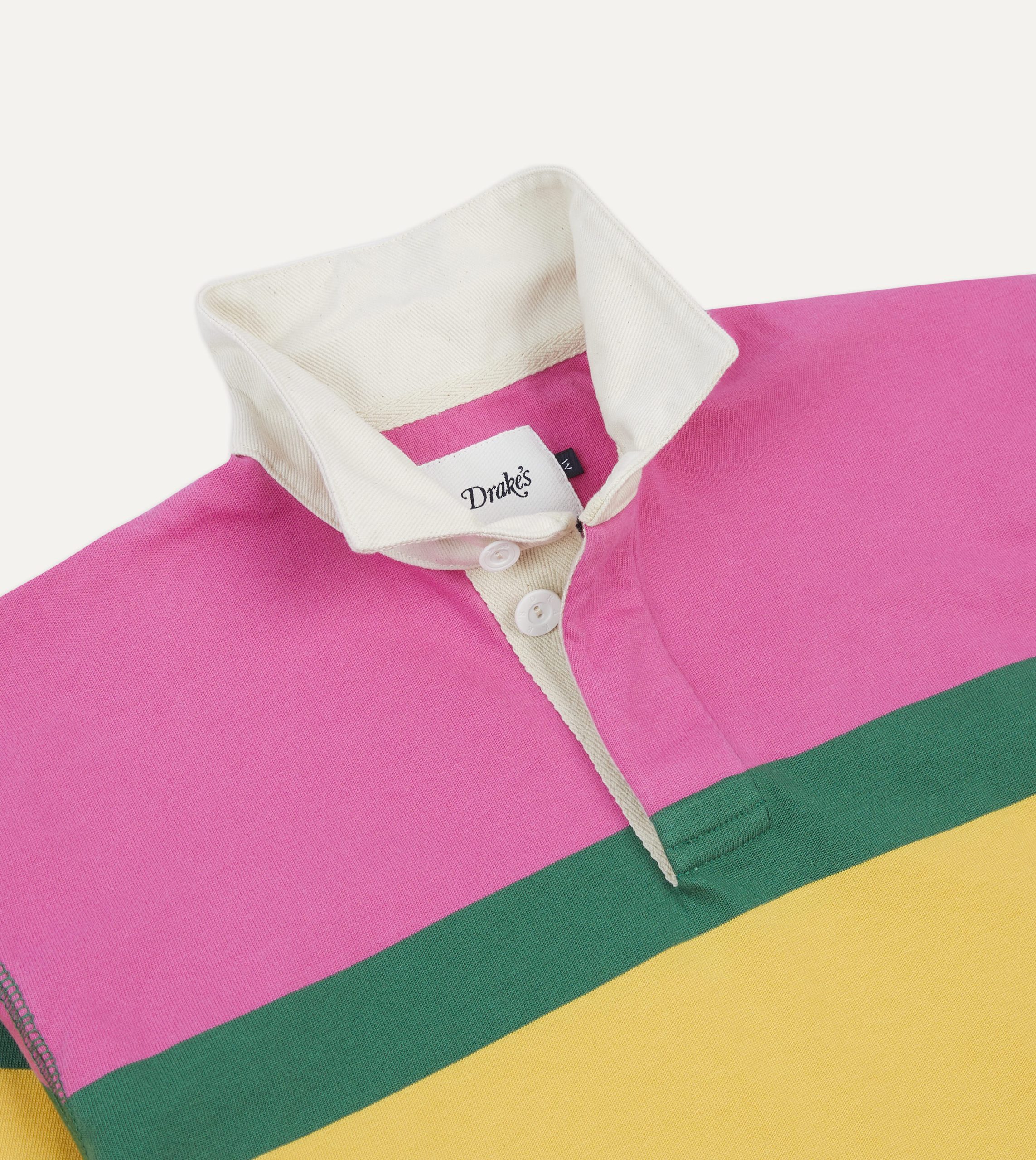 Pink. Green. Yellow and Navy Multi Stripe Cotton Rugby Shirt - Image 4