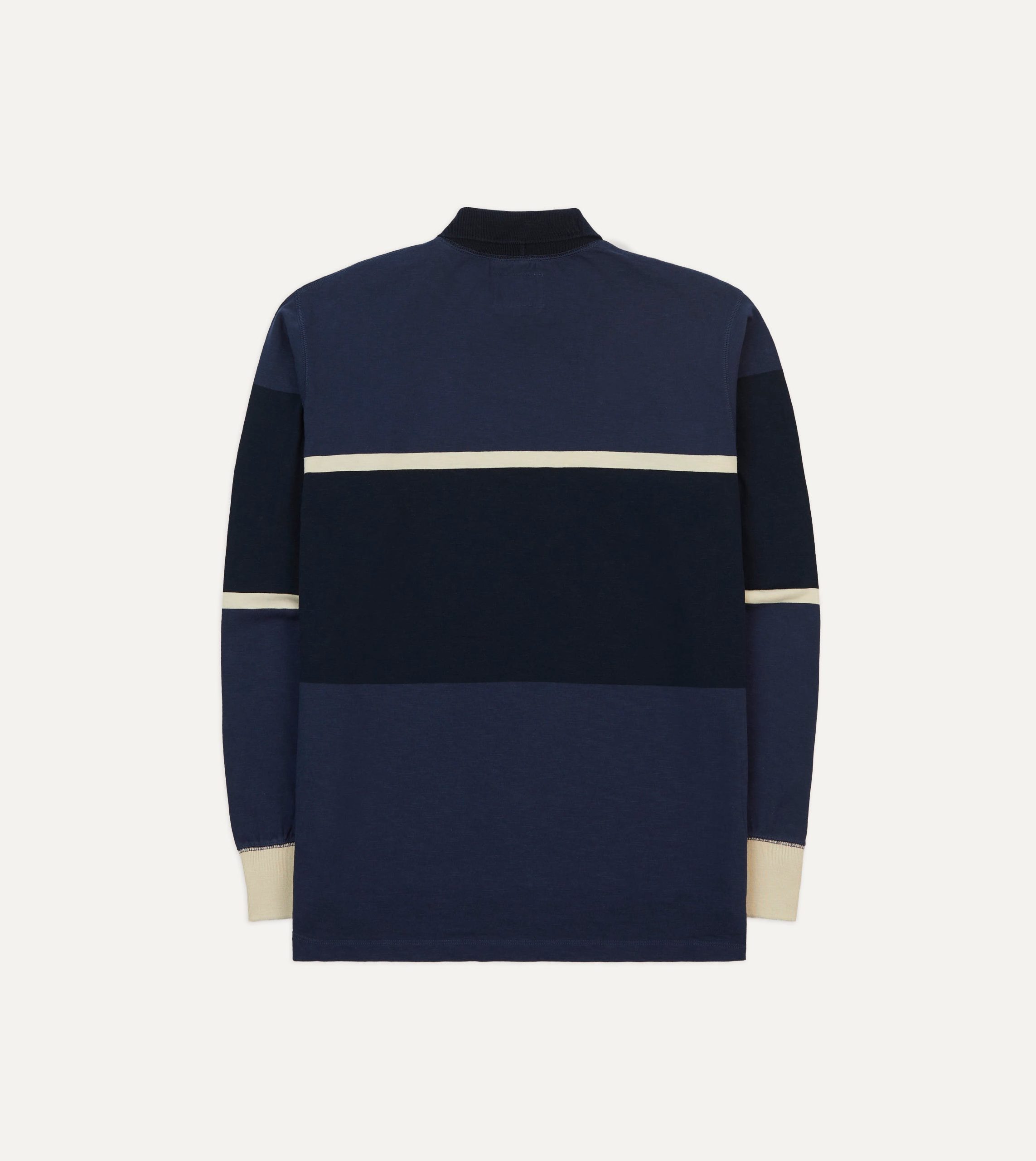 Navy and Ecru Stripe Mock Collar Long-Sleeve Jersey - Image 6